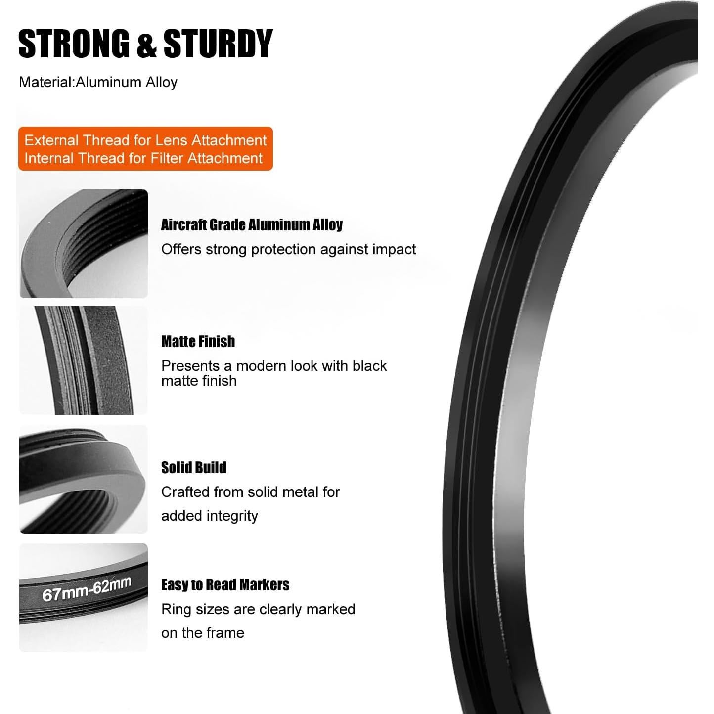 Anillo Reductor de Filtro 77mm a 72mm JYUVICT - Aluminio