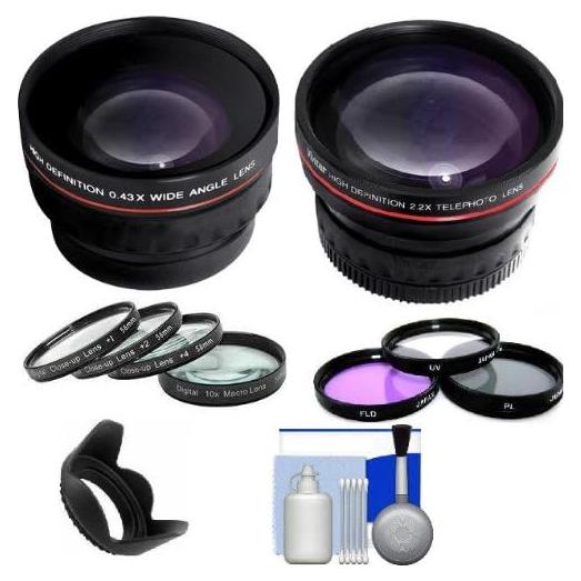Kit de Lentes para Cámara Nikon - Telefoto 2x, Gran Angular 0.43x, Filtros UV y Más