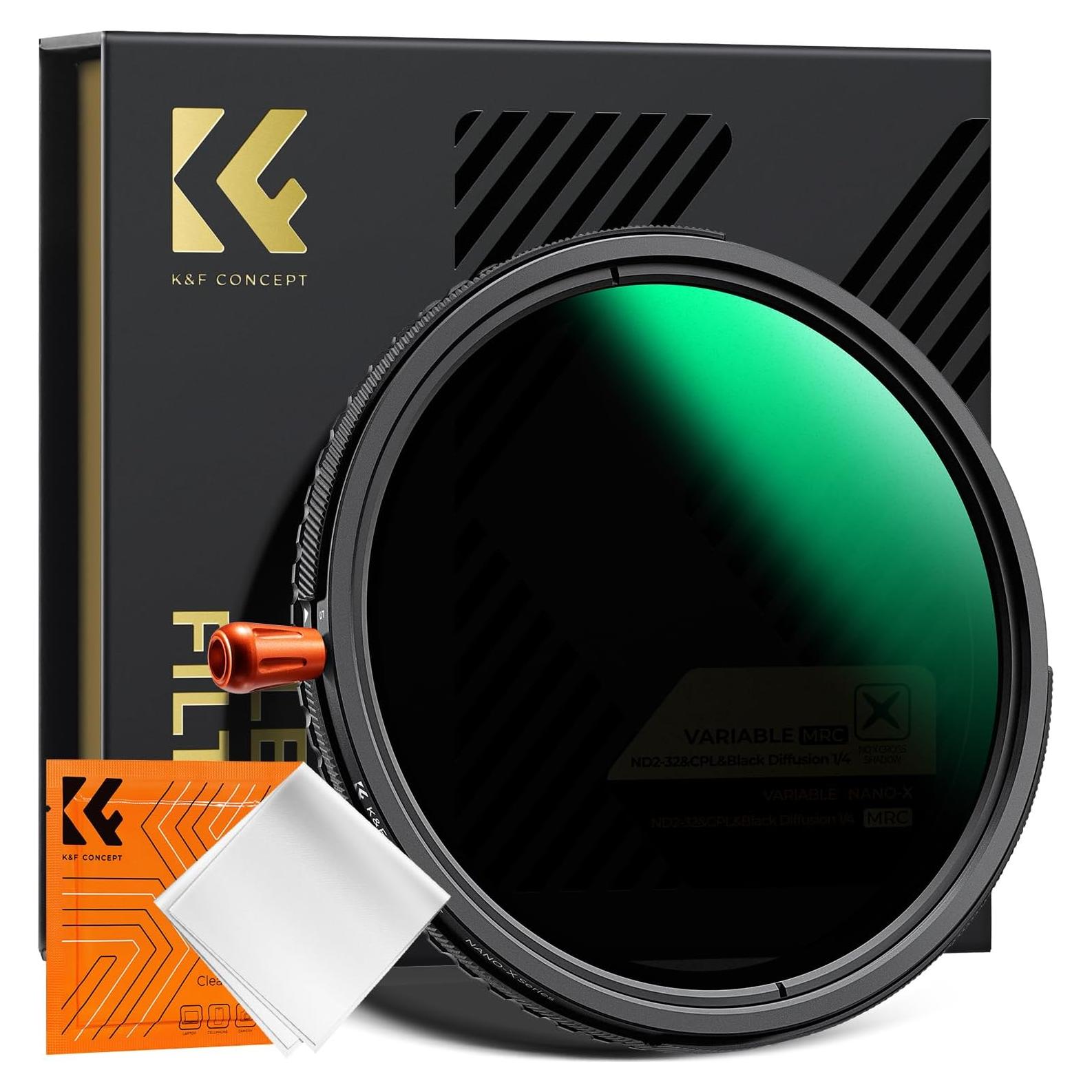 Filtro Circular K&F Concept 77mm Difusión Negra 1/4 y ND 2-32