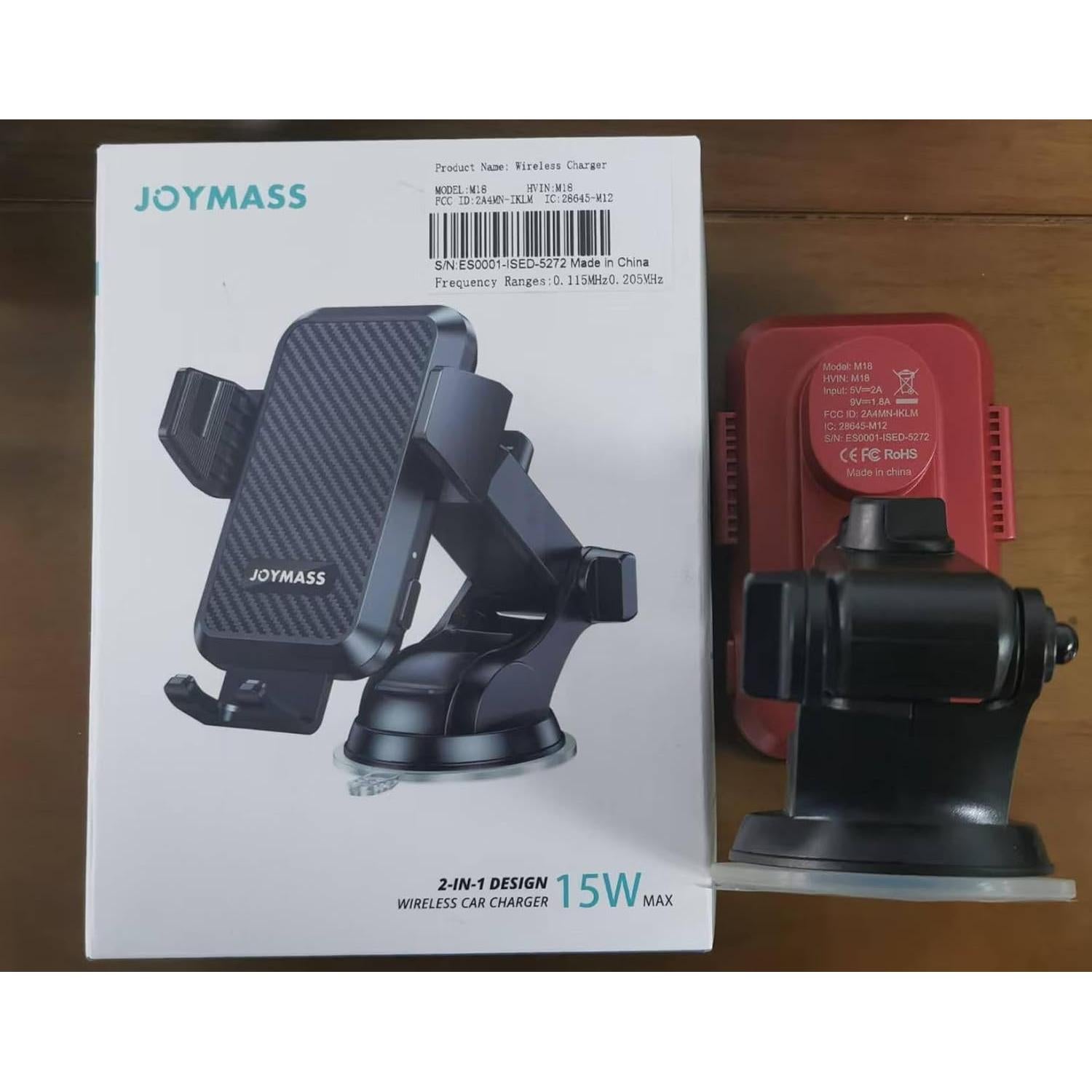 Cargador Inalámbrico para Auto JOYMASS 15W Rojo Soporte Teléfono