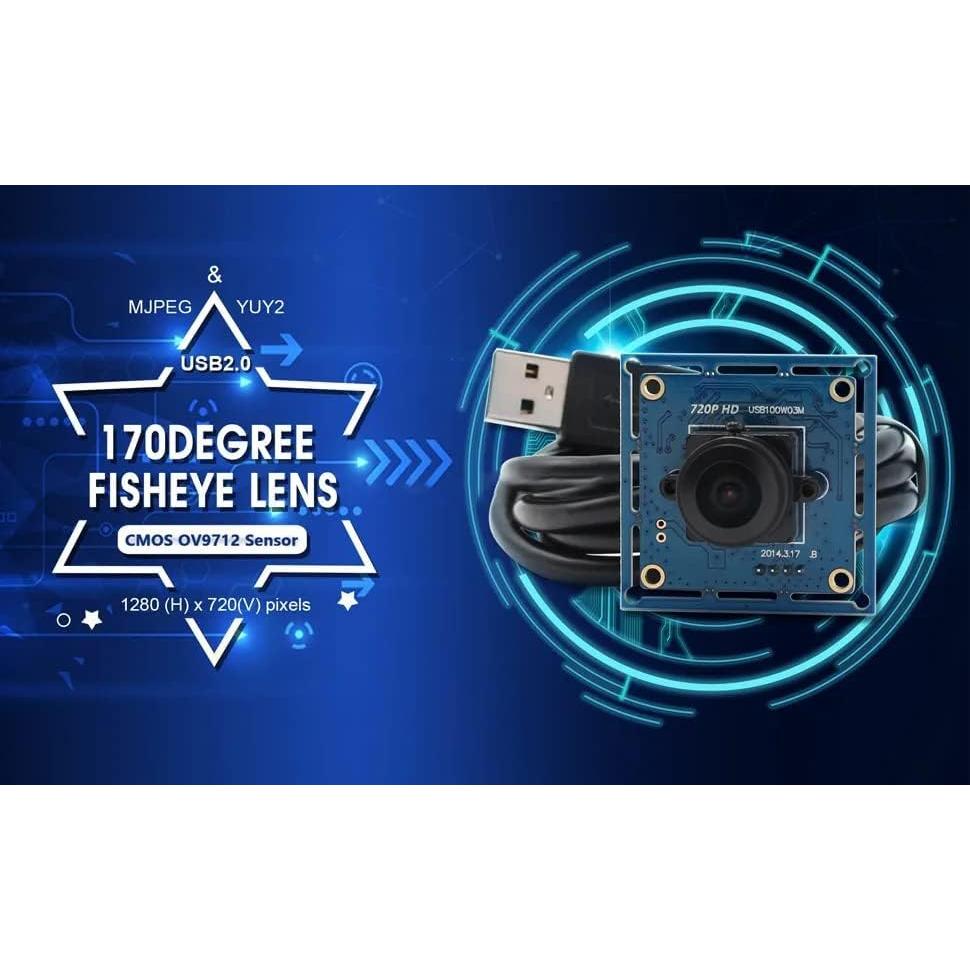 Cámara USB ELP 1MP HD Fisheye 170° para PC y Raspberry Pi