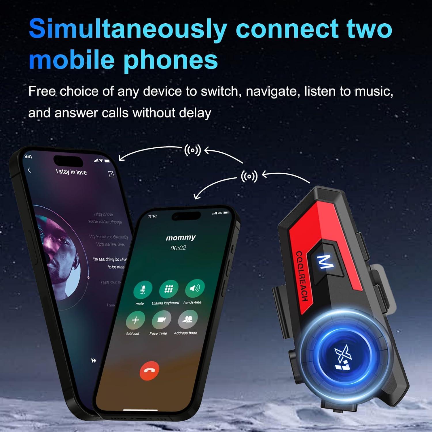 Auricular Bluetooth X7 para Casco de Motocicleta Rojo