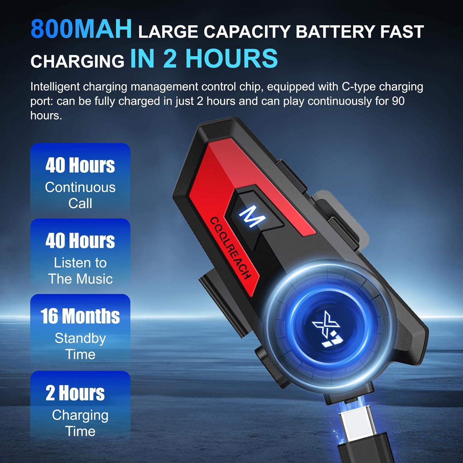 Auricular Bluetooth X7 para Casco de Motocicleta Rojo