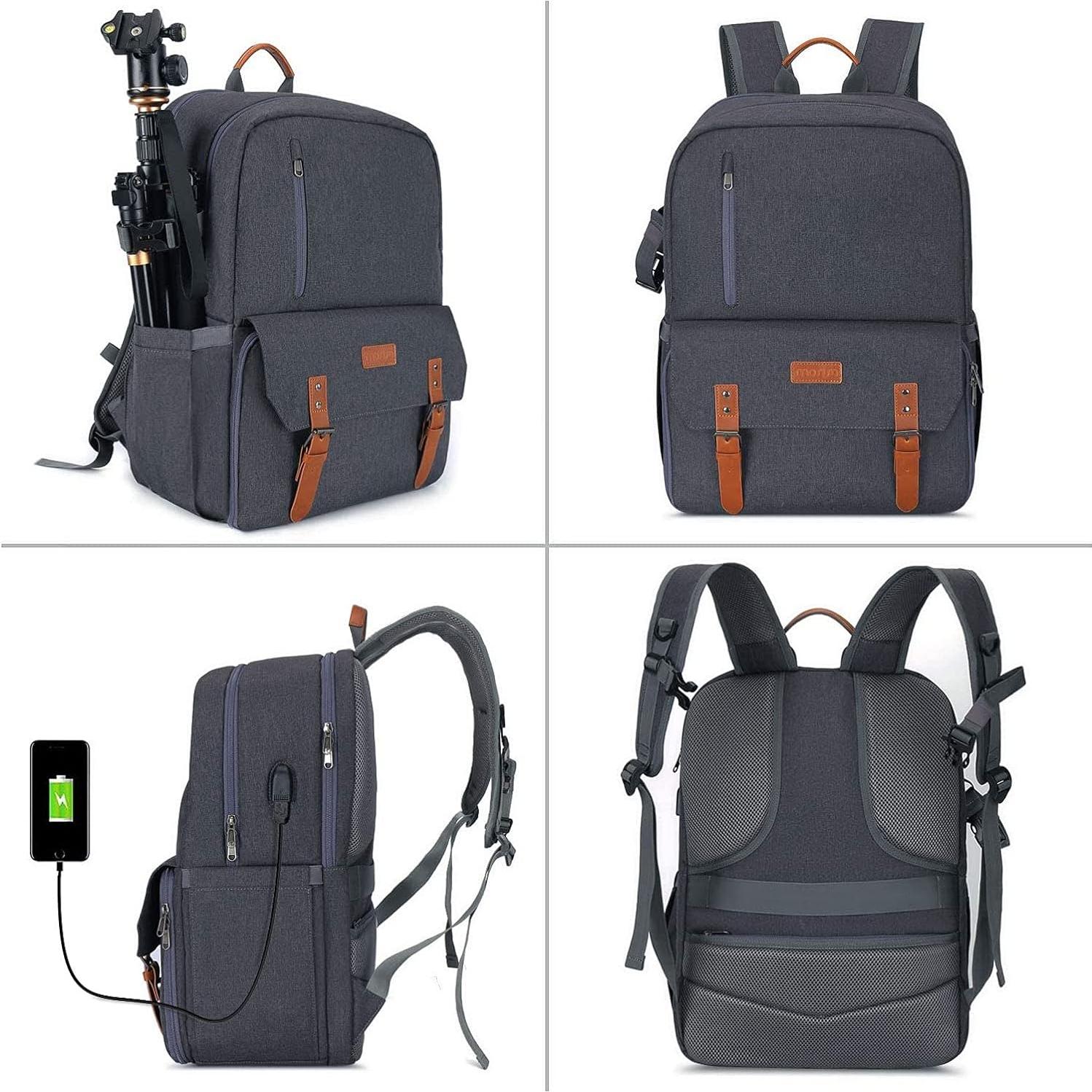 Mochila para cámara MOSISO 17.3" con puerto USB y cubierta lluvia