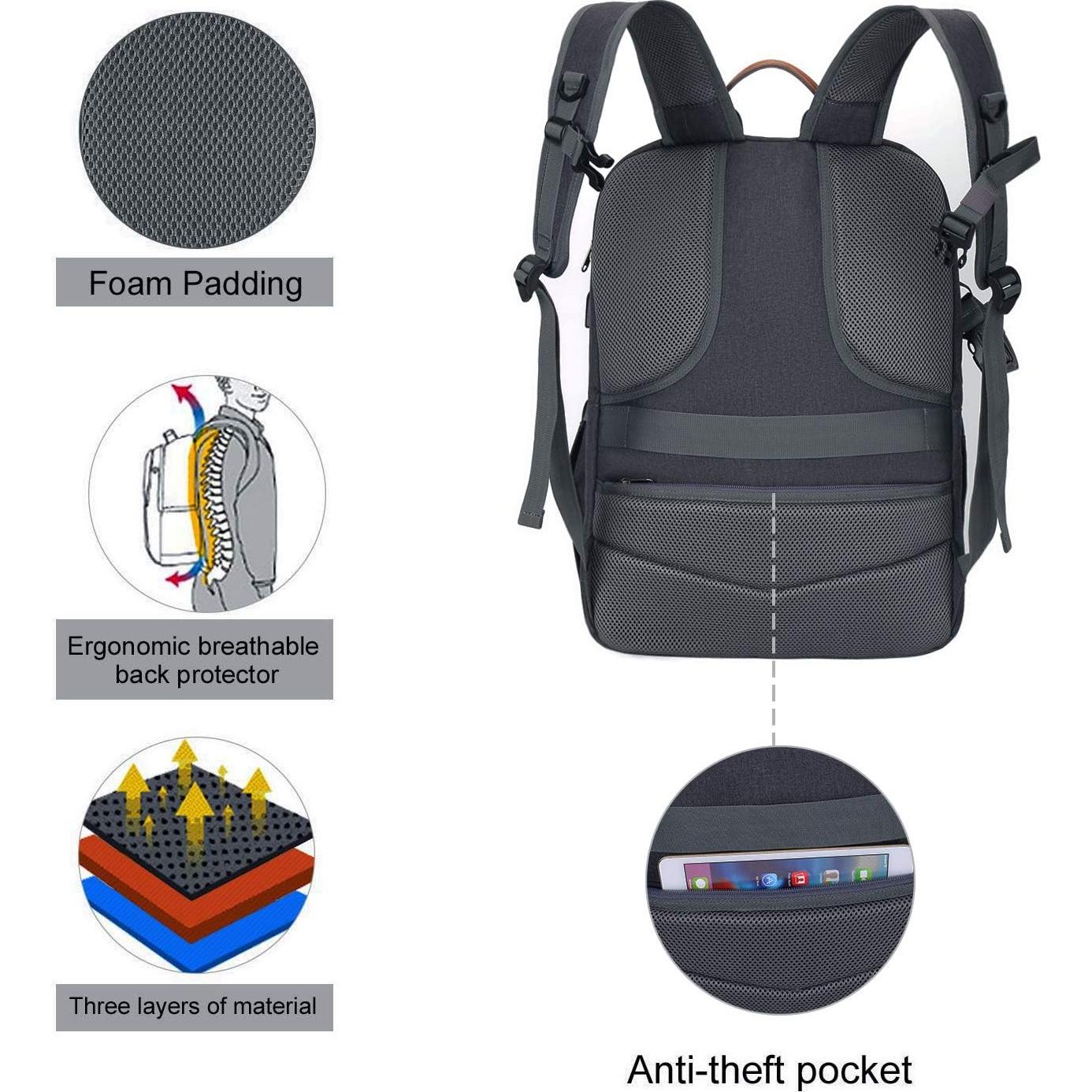 Mochila para cámara MOSISO 17.3" con puerto USB y cubierta lluvia