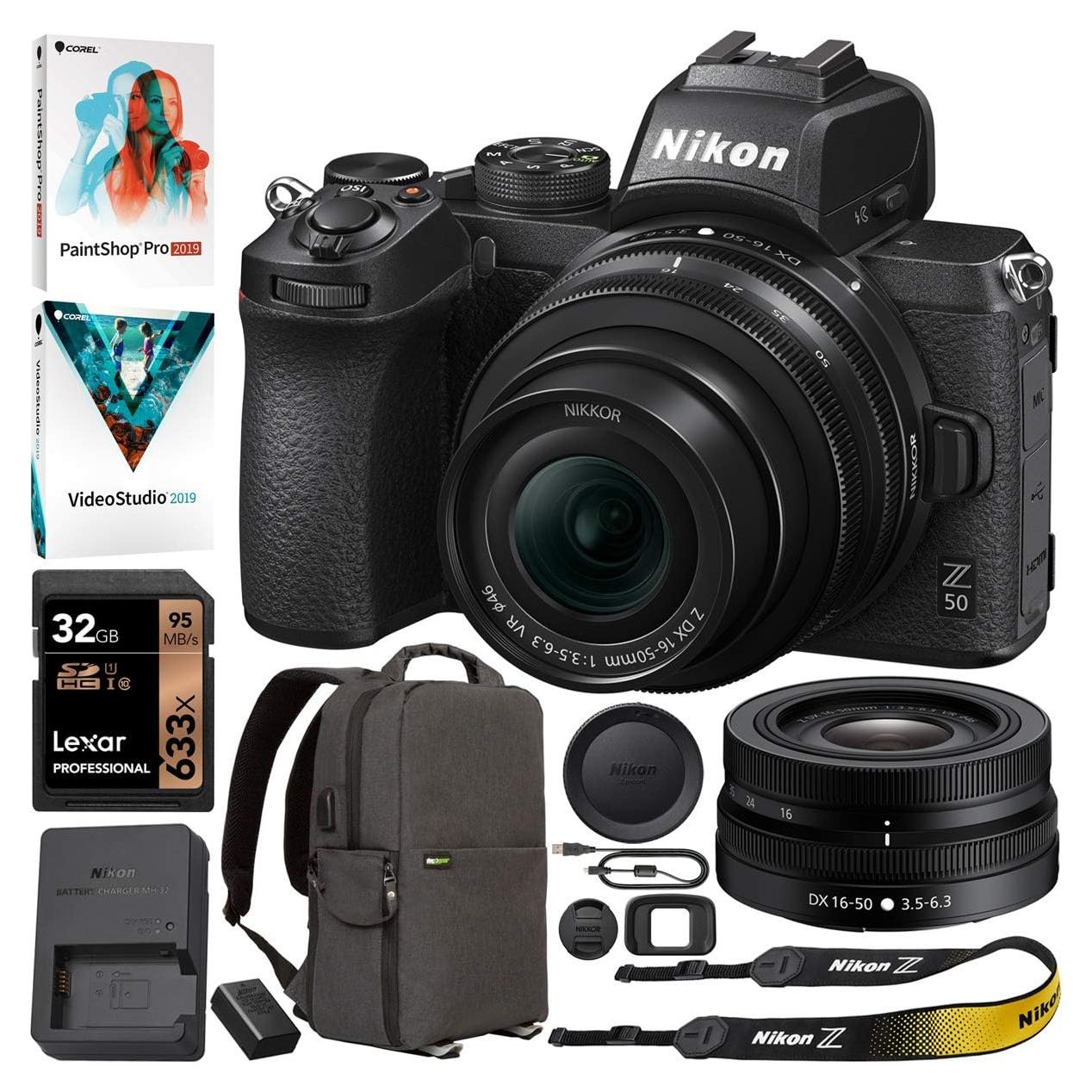 Cámara Sin Espejo Nikon Z50 DX + Lente 16-50mm + Accesorios