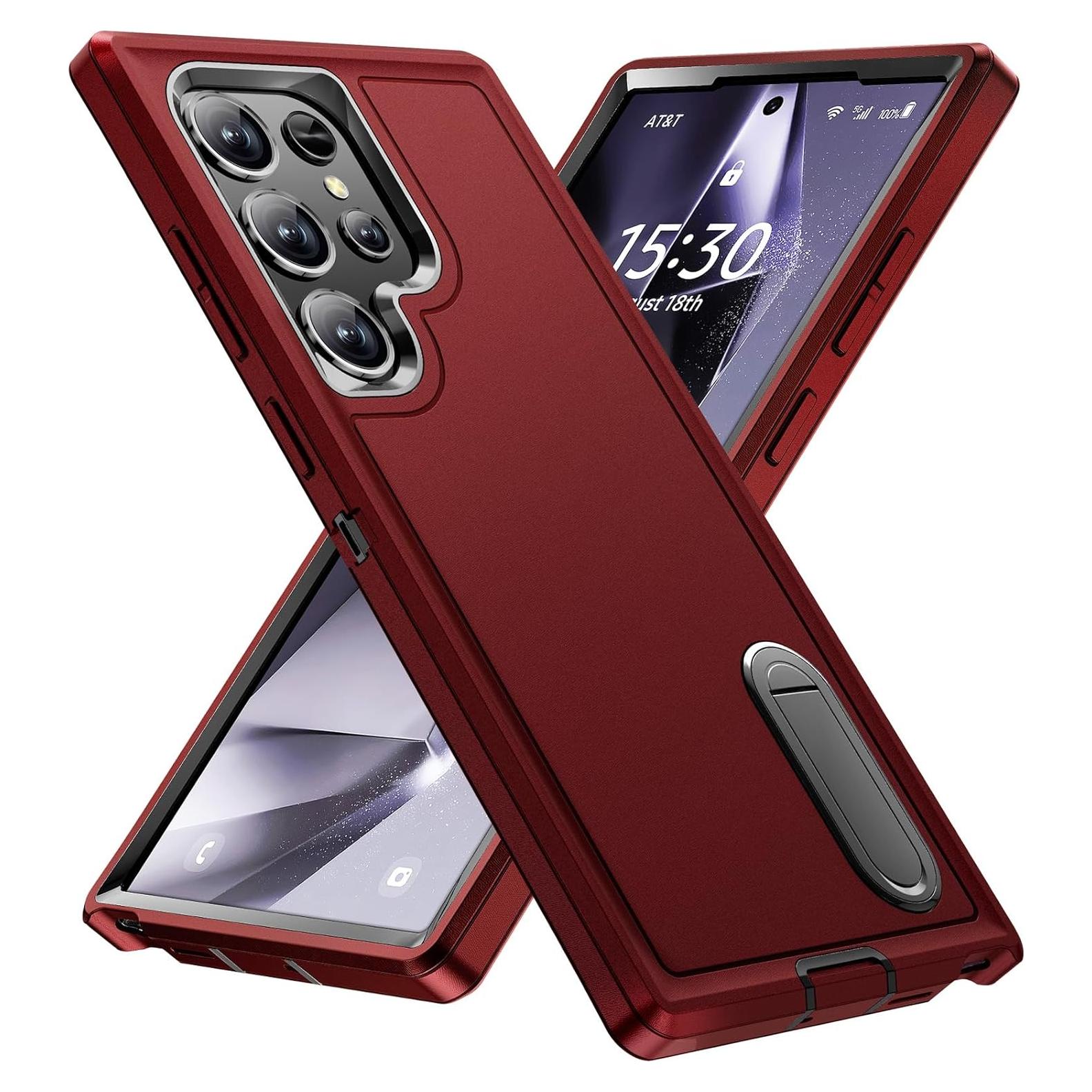 Funda BaHaHoues para Samsung Galaxy S24 Ultra 5G - Rojo/Negro