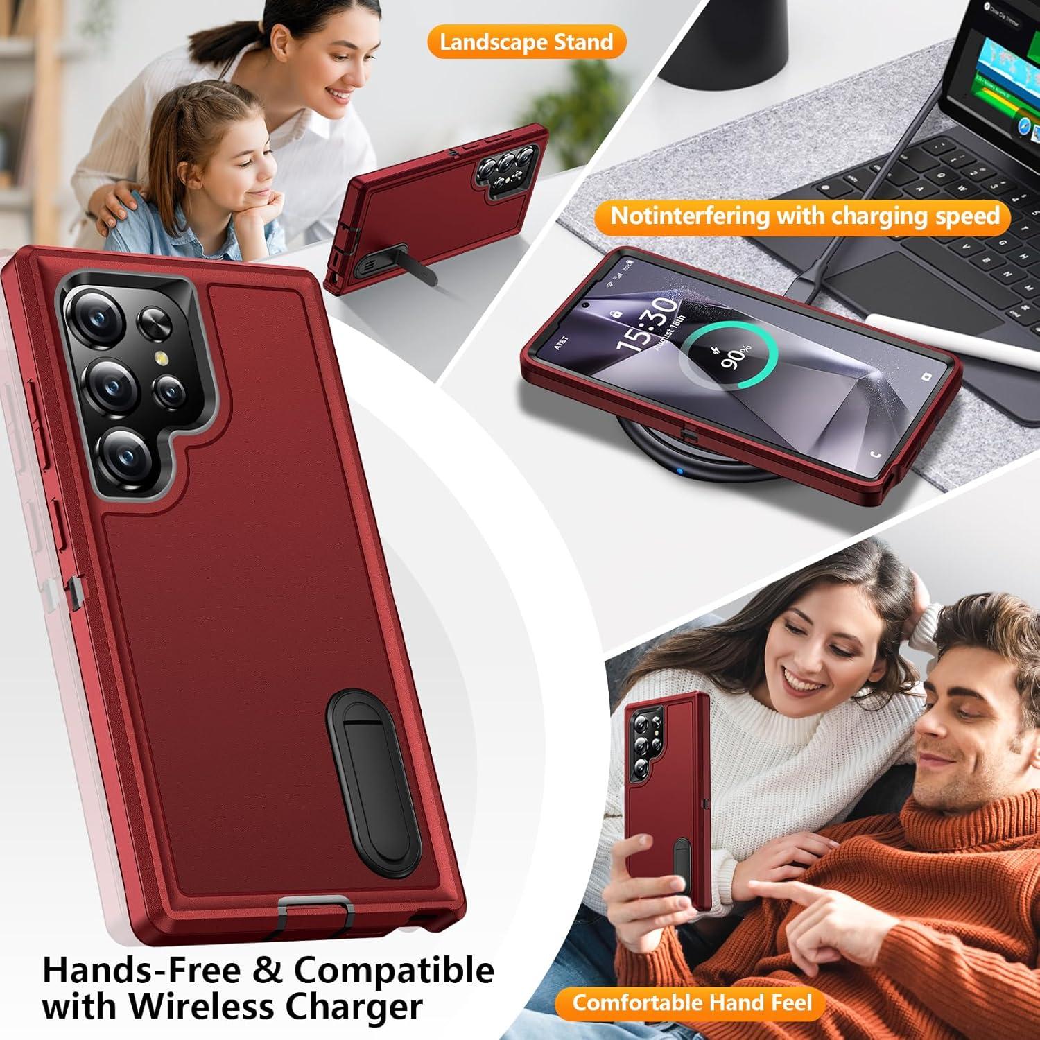 Funda BaHaHoues para Samsung Galaxy S24 Ultra 5G - Rojo/Negro