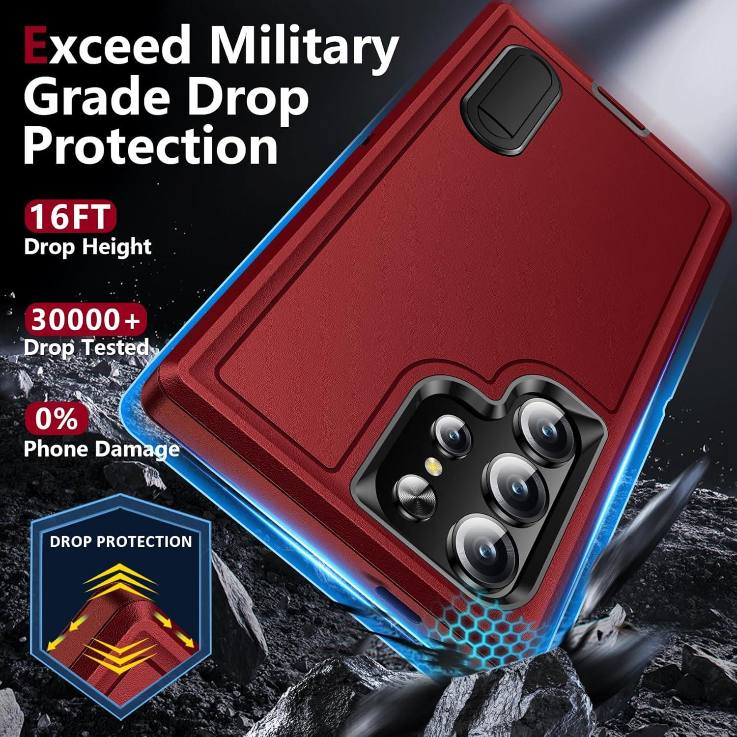 Funda BaHaHoues para Samsung Galaxy S24 Ultra 5G - Rojo/Negro