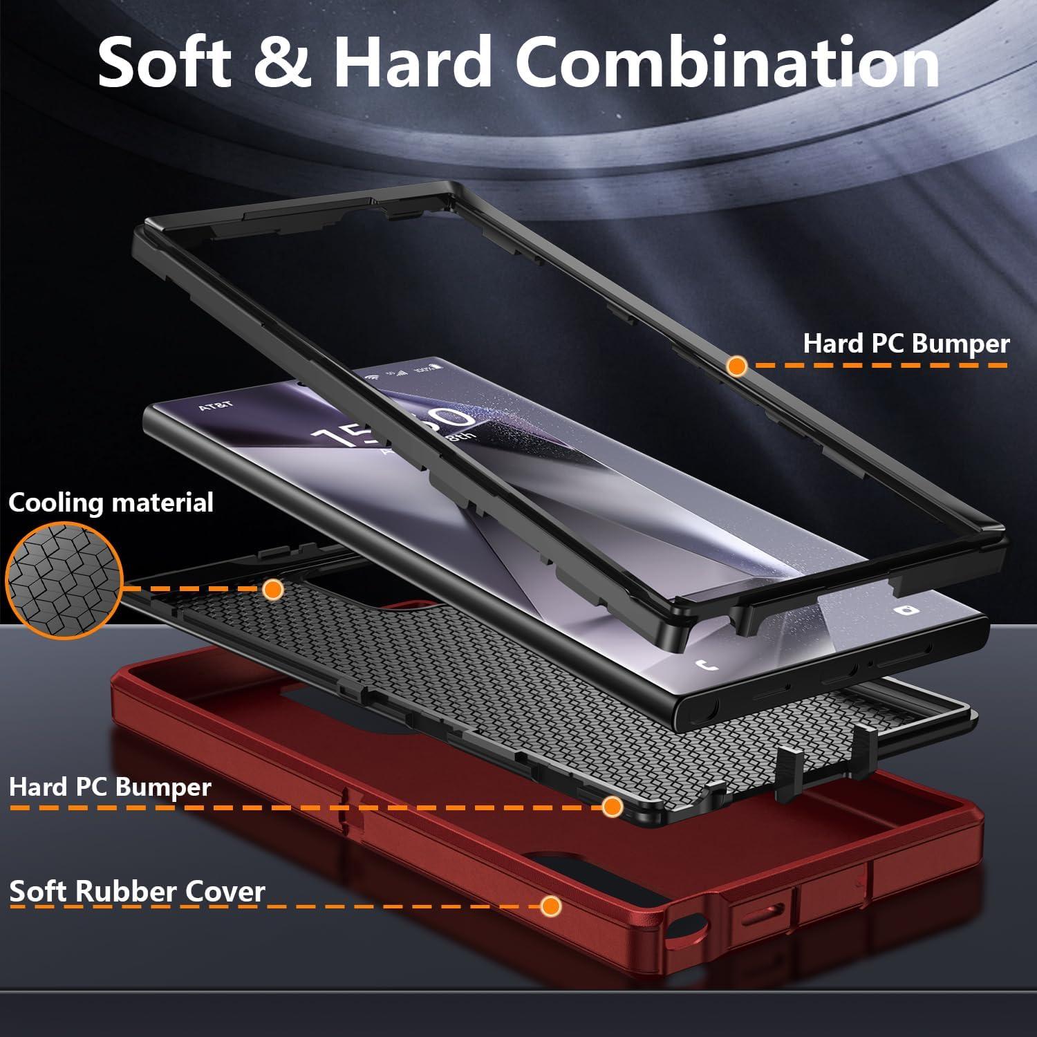 Funda BaHaHoues para Samsung Galaxy S24 Ultra 5G - Rojo/Negro