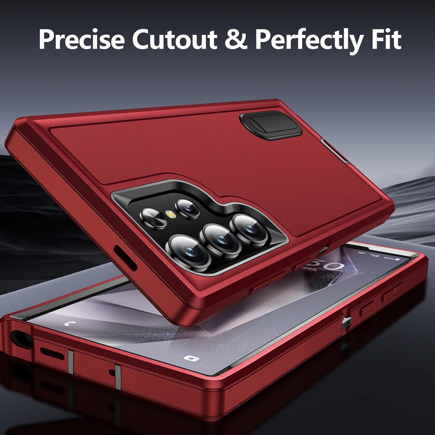 Funda BaHaHoues para Samsung Galaxy S24 Ultra 5G - Rojo/Negro
