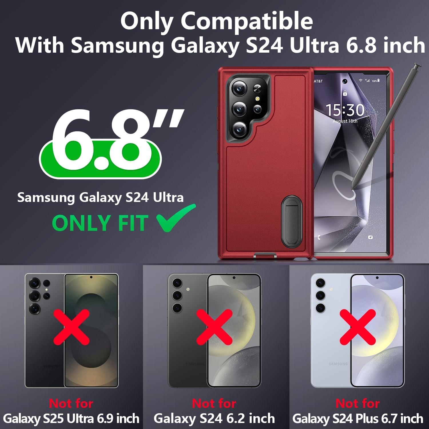 Funda BaHaHoues para Samsung Galaxy S24 Ultra 5G - Rojo/Negro