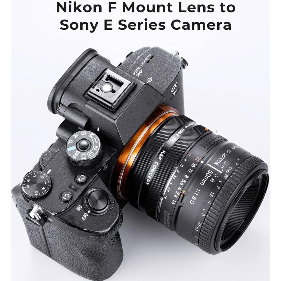 Adaptador de Montura K&F Concept NIK-NEX IV para Lentes Nikon F a Sony E