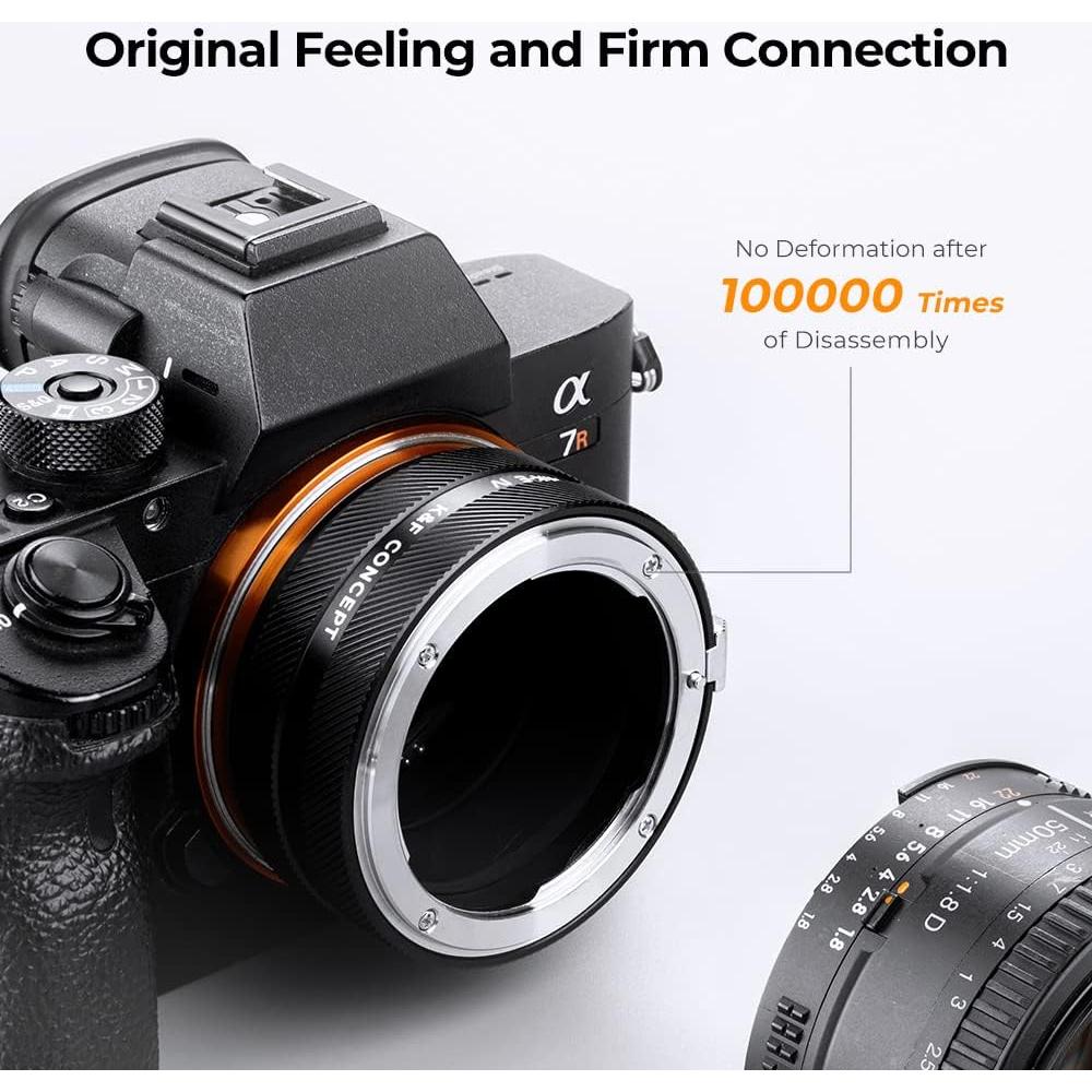 Adaptador de Montura K&F Concept NIK-NEX IV para Lentes Nikon F a Sony E