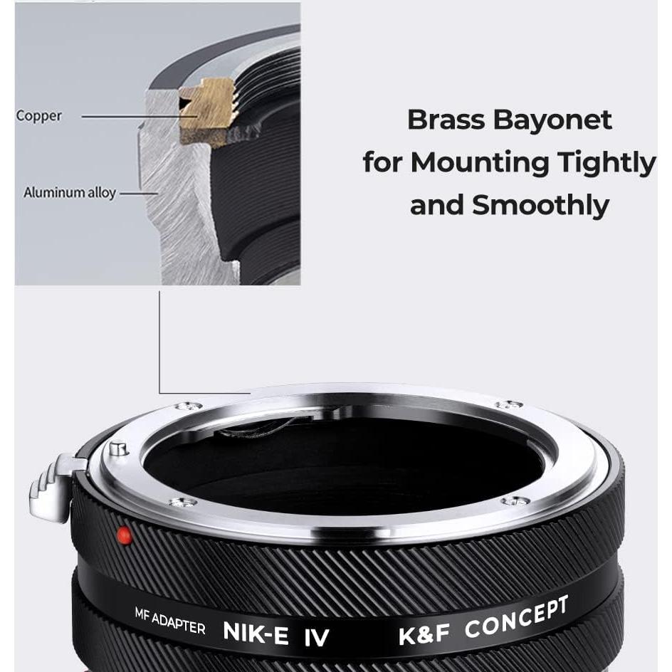 Adaptador de Montura K&F Concept NIK-NEX IV para Lentes Nikon F a Sony E