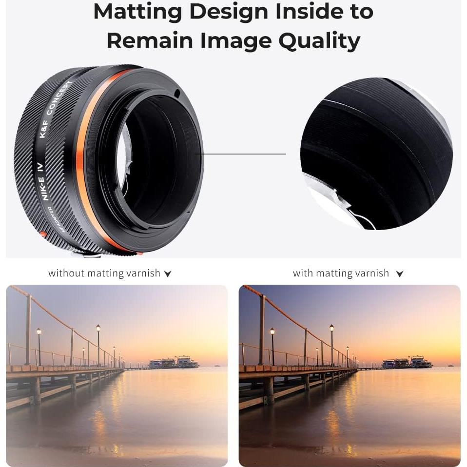 Adaptador de Montura K&F Concept NIK-NEX IV para Lentes Nikon F a Sony E