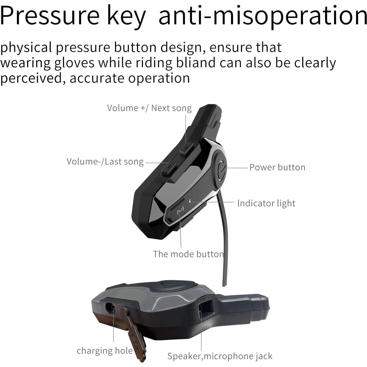 Auricular Bluetooth SOFFRIA E1 para Motocicleta, Impermeable IPX6