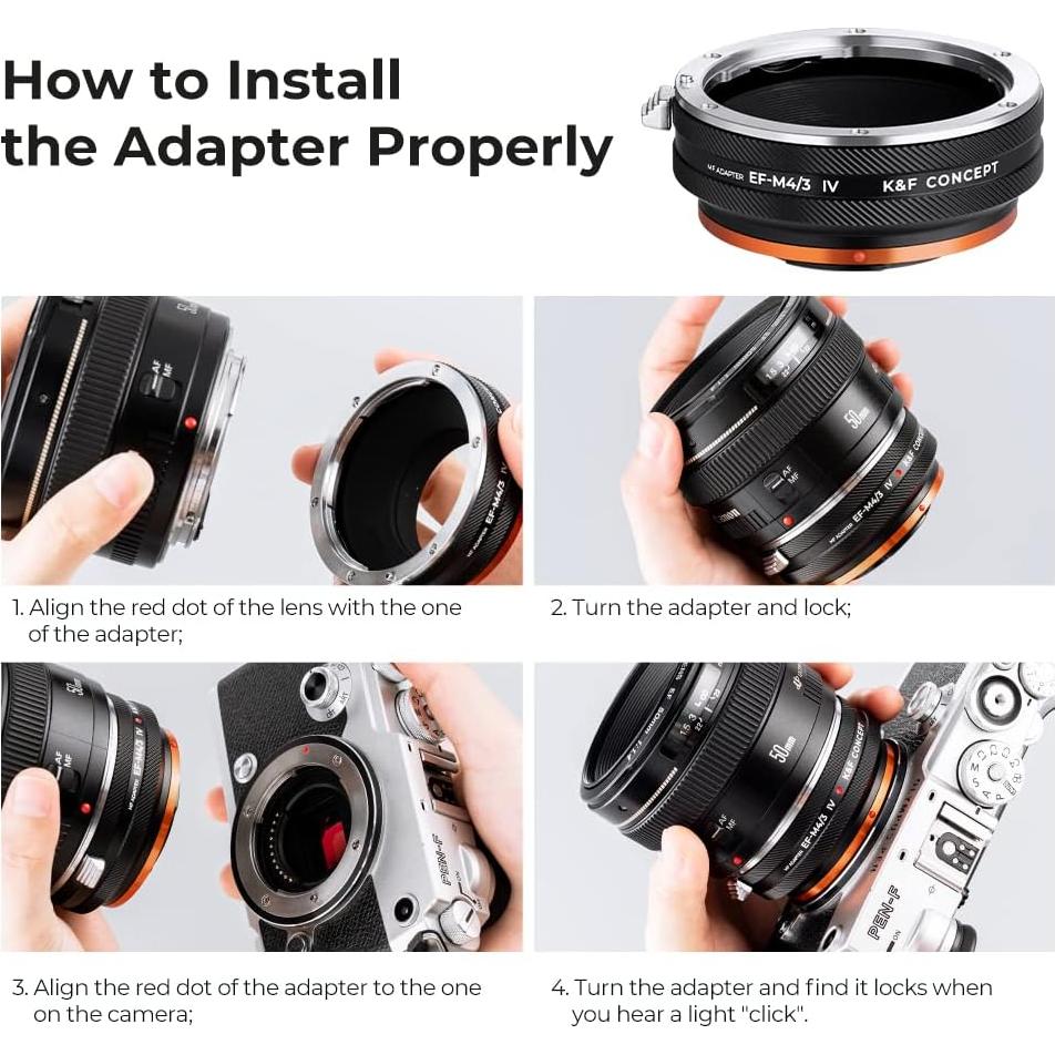 Adaptador de Montura de Lente K&F Concept para Canon EF a M4/3