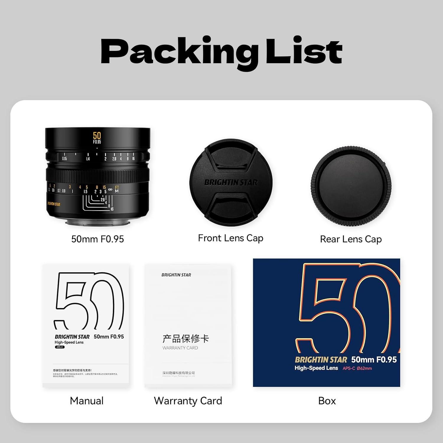 Lente Manual 50mm F0.95 Brightin Star para Fujifilm X