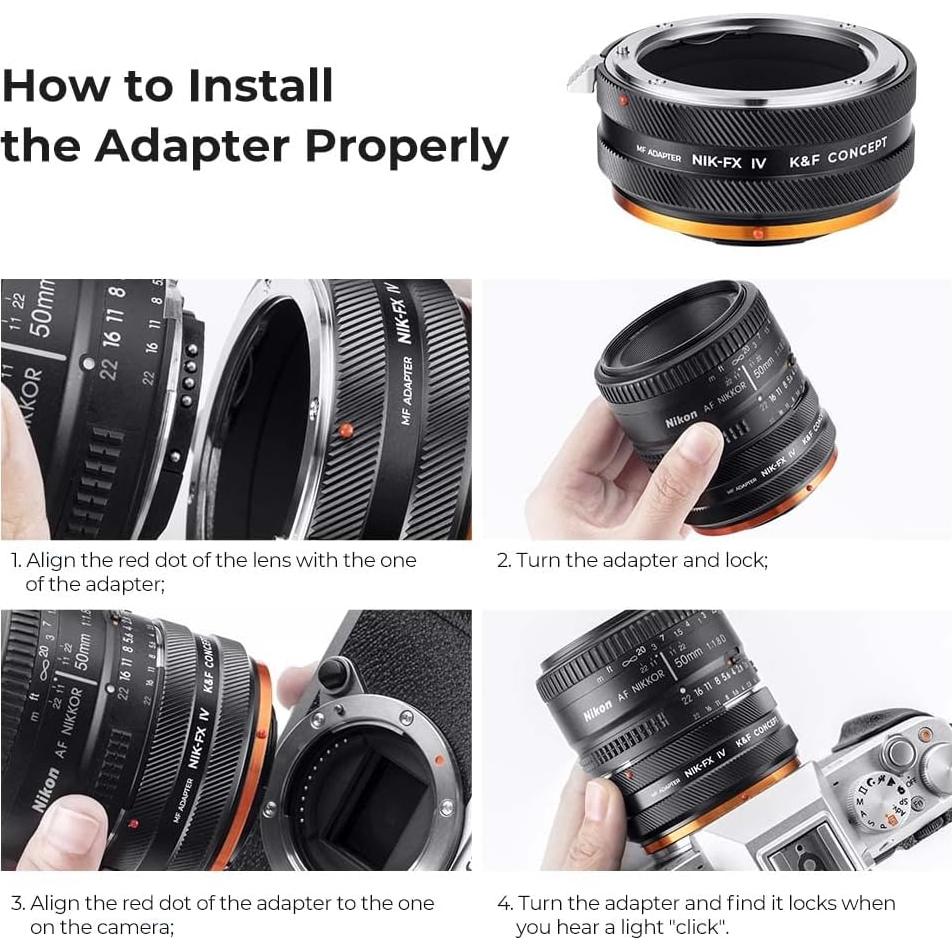 Adaptador de Montura K&F Concept IV PRO Nikon F a Fujifilm X