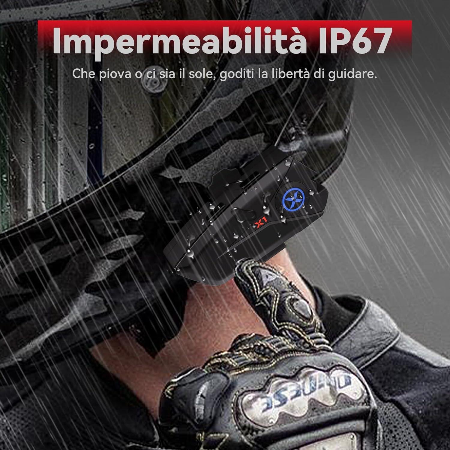 Auriculares Bluetooth XGP X1 para Casco Motocicleta 40mm IP67