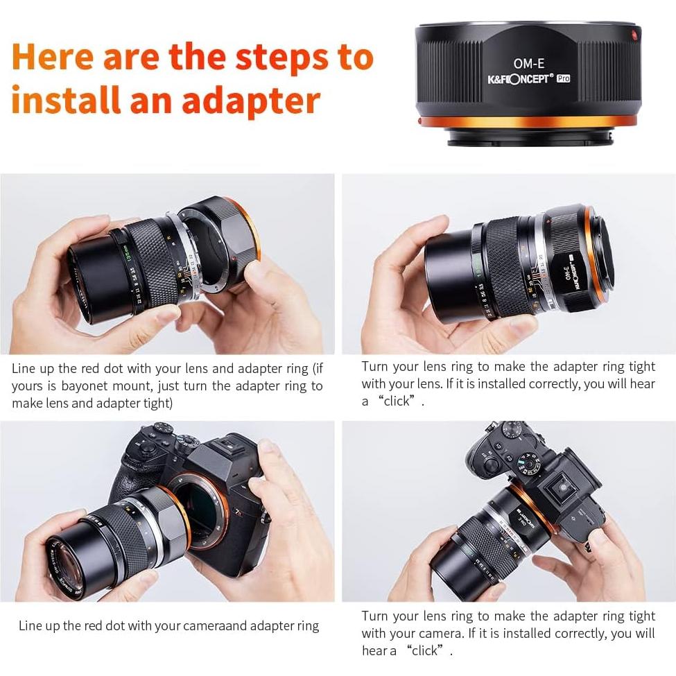 Adaptador de Montura K&F Concept OM-E para Lentes Olympus a Sony E