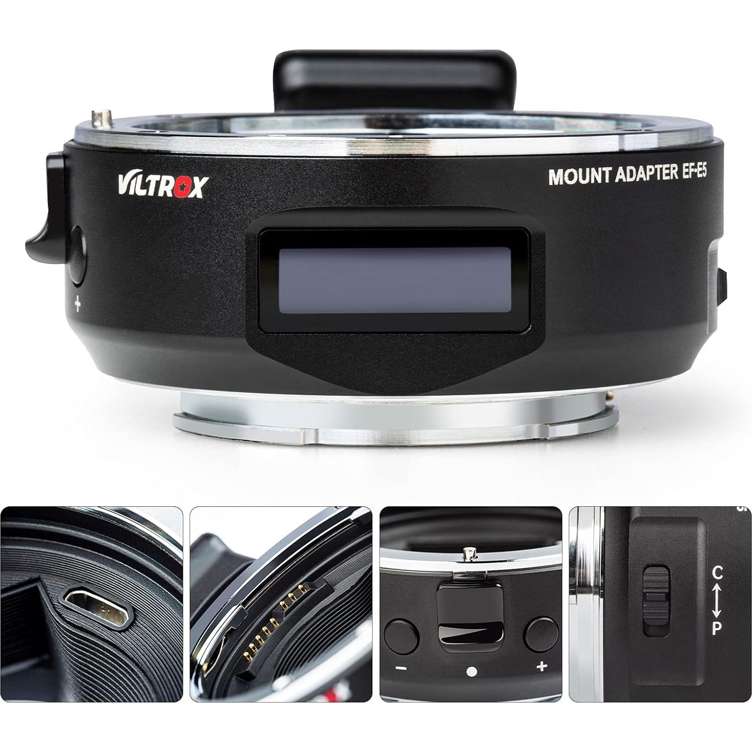 Adaptador de Lente VILTROX EF-E5 para Sony E-Mount con Pantalla OLED