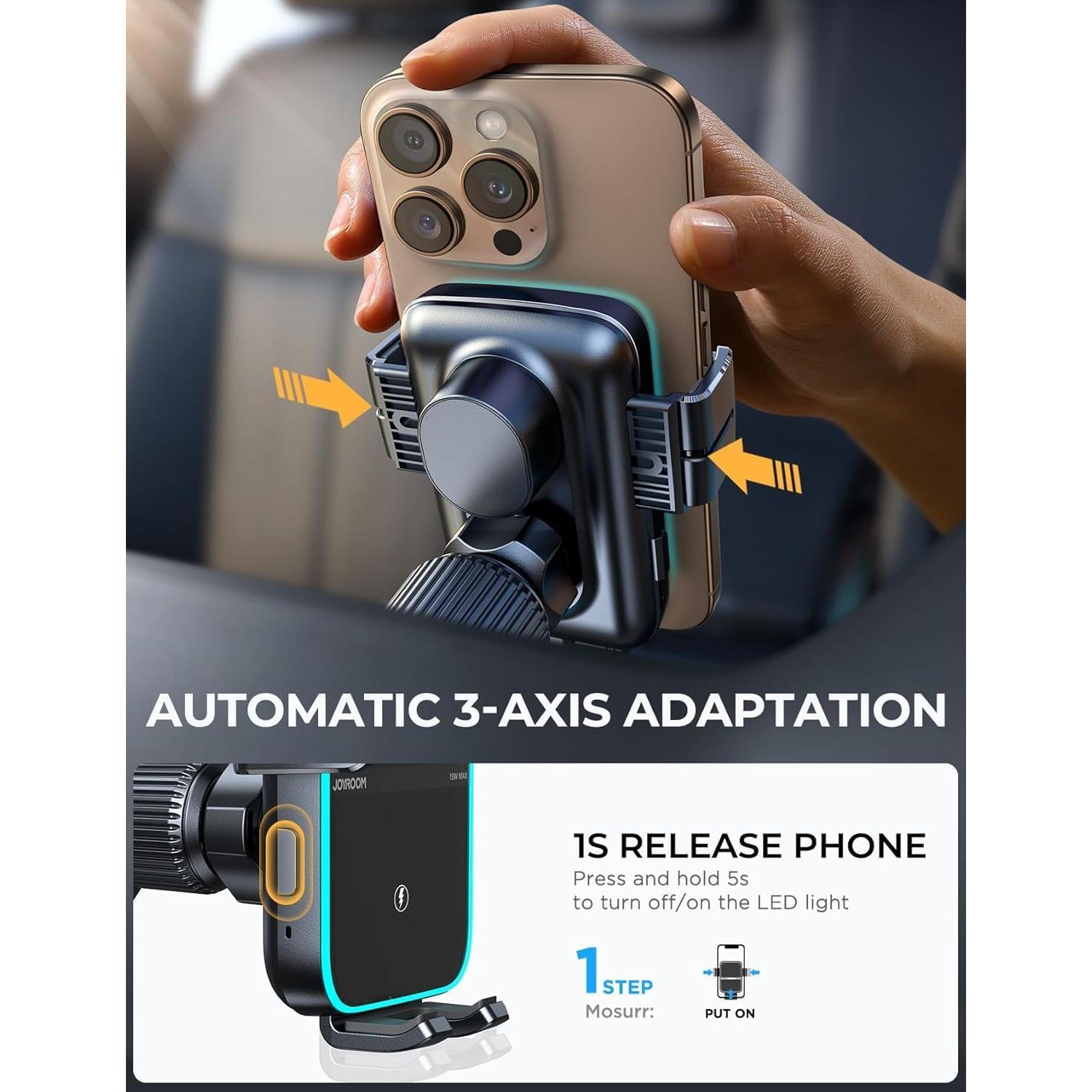 Cargador Inalámbrico para Auto JOYROOM ZS246S 15W Doble Bobina