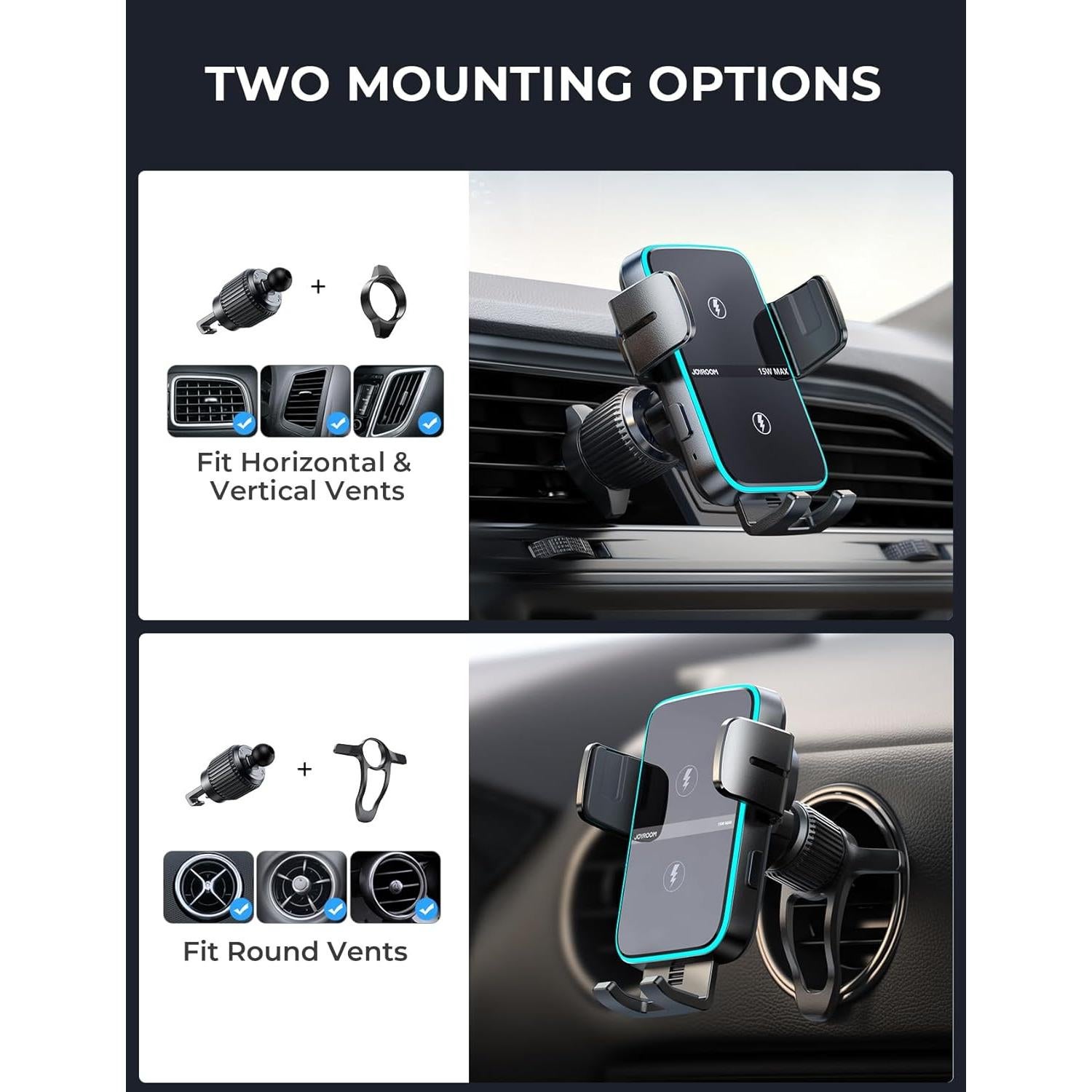 Cargador Inalámbrico para Auto JOYROOM ZS246S 15W Doble Bobina