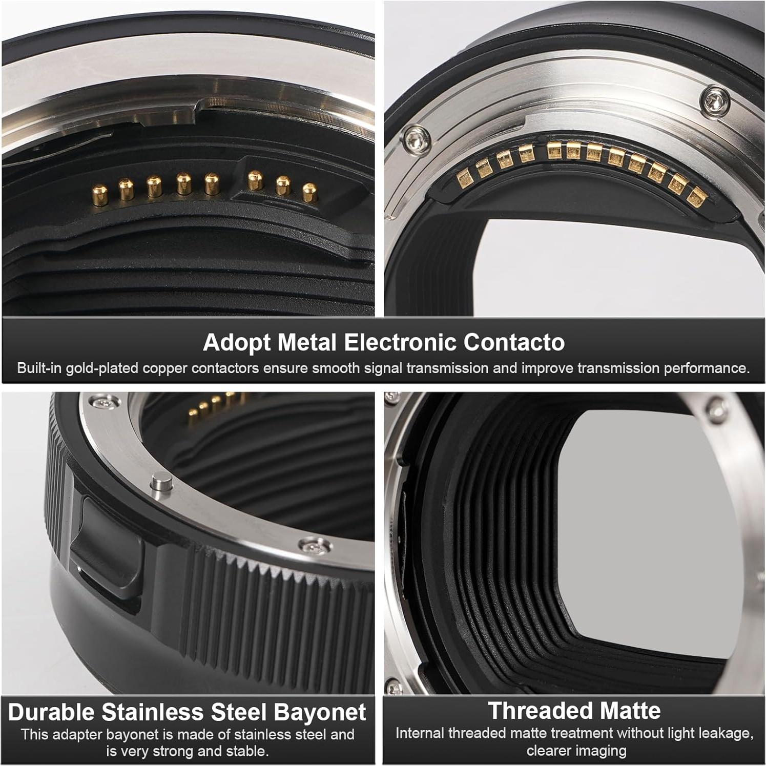 Adaptador de Lente GEORDGY EF a EOS R, AF Rápido, Apertura Ajustable