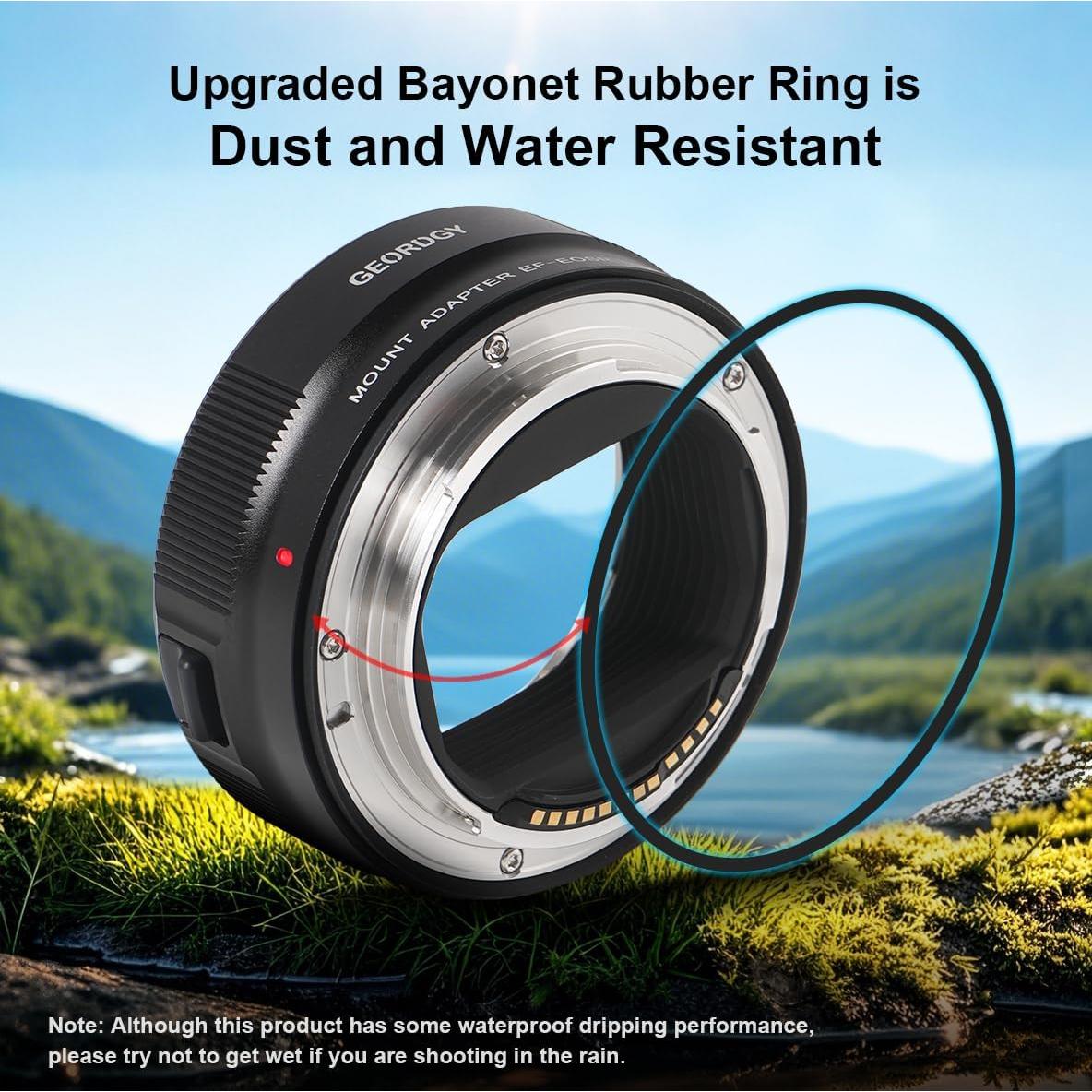 Adaptador de Lente GEORDGY EF a EOS R, AF Rápido, Apertura Ajustable
