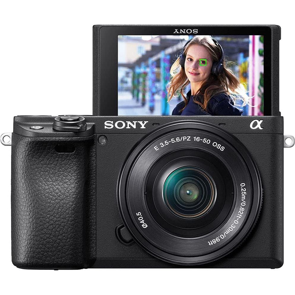 Sony a6400 Mirrorless Camera with 16-50mm Lens with Real-Time Eye Auto Focus, 4K Video (ILCE-6400L/B) + Sony E 55-210mm f/4.5-6.3 OSS Lens + 64GB Memory Card + NP-FW50 Battery + More (Renewed)