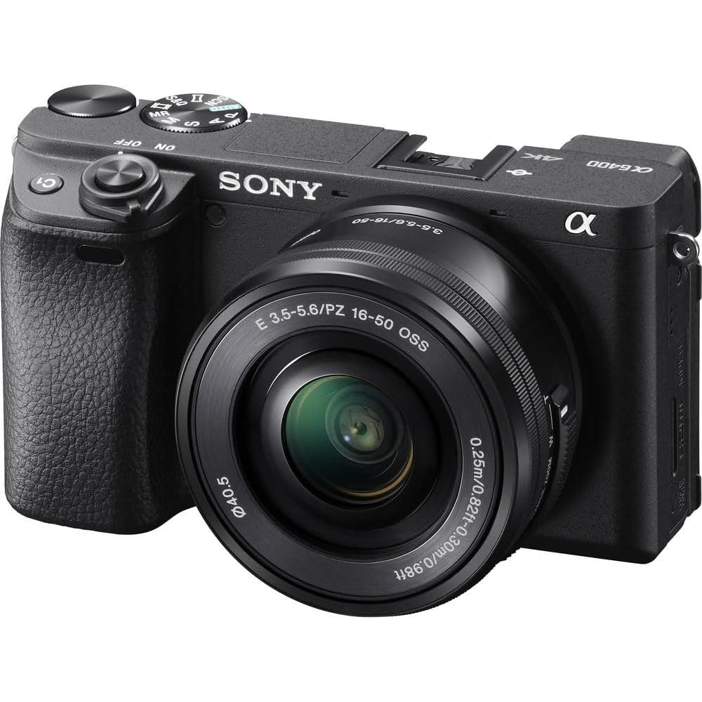 Sony a6400 Mirrorless Camera with 16-50mm Lens with Real-Time Eye Auto Focus, 4K Video (ILCE-6400L/B) + Sony E 55-210mm f/4.5-6.3 OSS Lens + 64GB Memory Card + NP-FW50 Battery + More (Renewed)