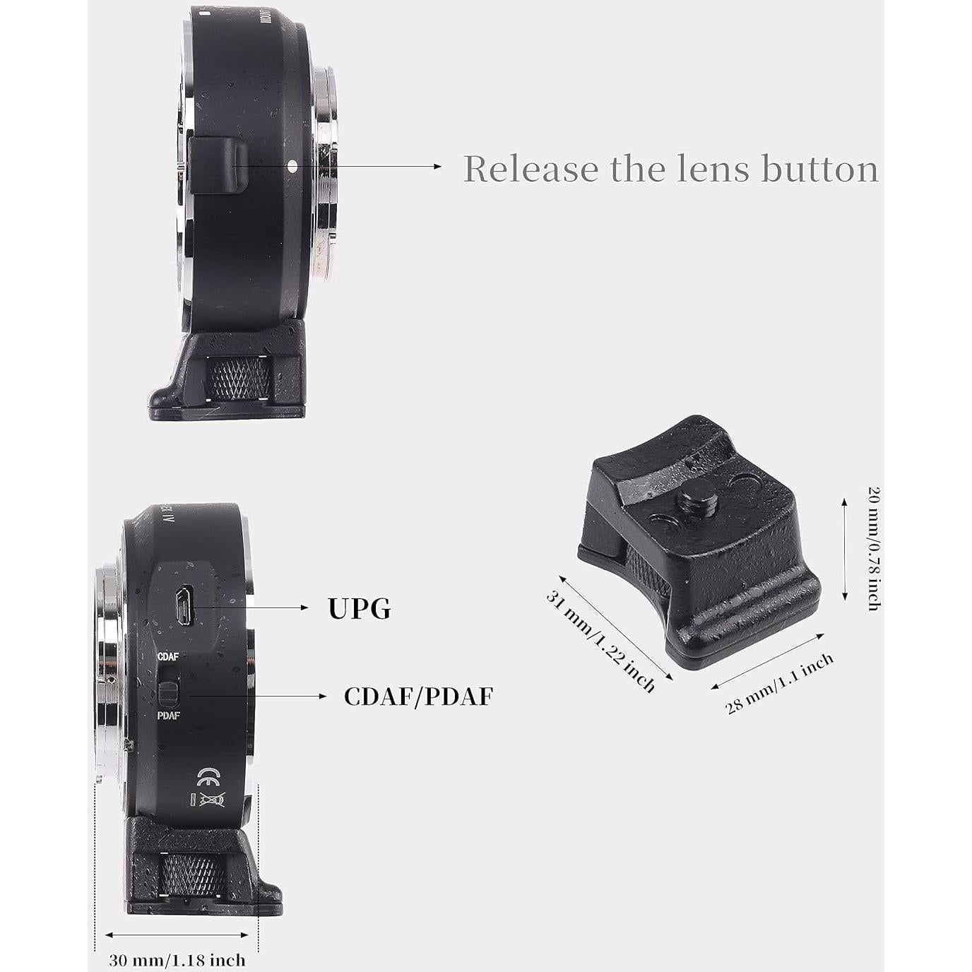 Adaptador Enfoque Automático Foto4easy EF-NEX IV para Lentes Canon a Sony