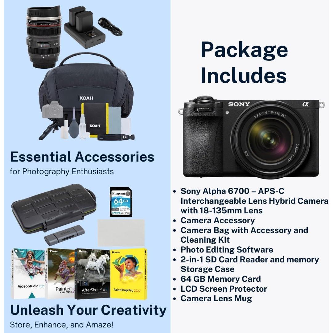 Cámara Híbrida Sony Alpha 6700 APS-C con Lente 18-135mm