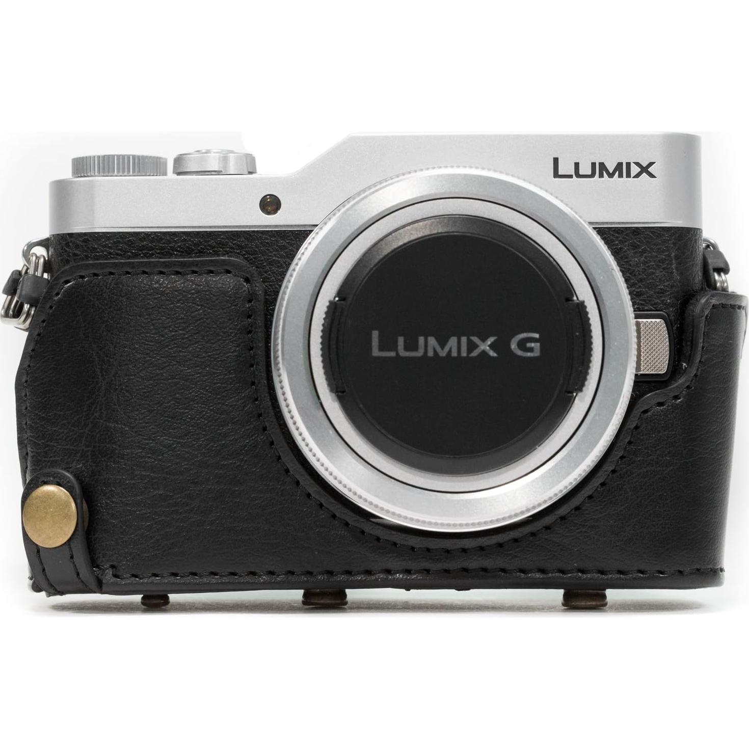 Funda de cámara de cuero MegaGear Ever Ready para Panasonic Lumix DC-GX850, DMC-GF7, DMC-GF8, DC-GX800, DC-GF9