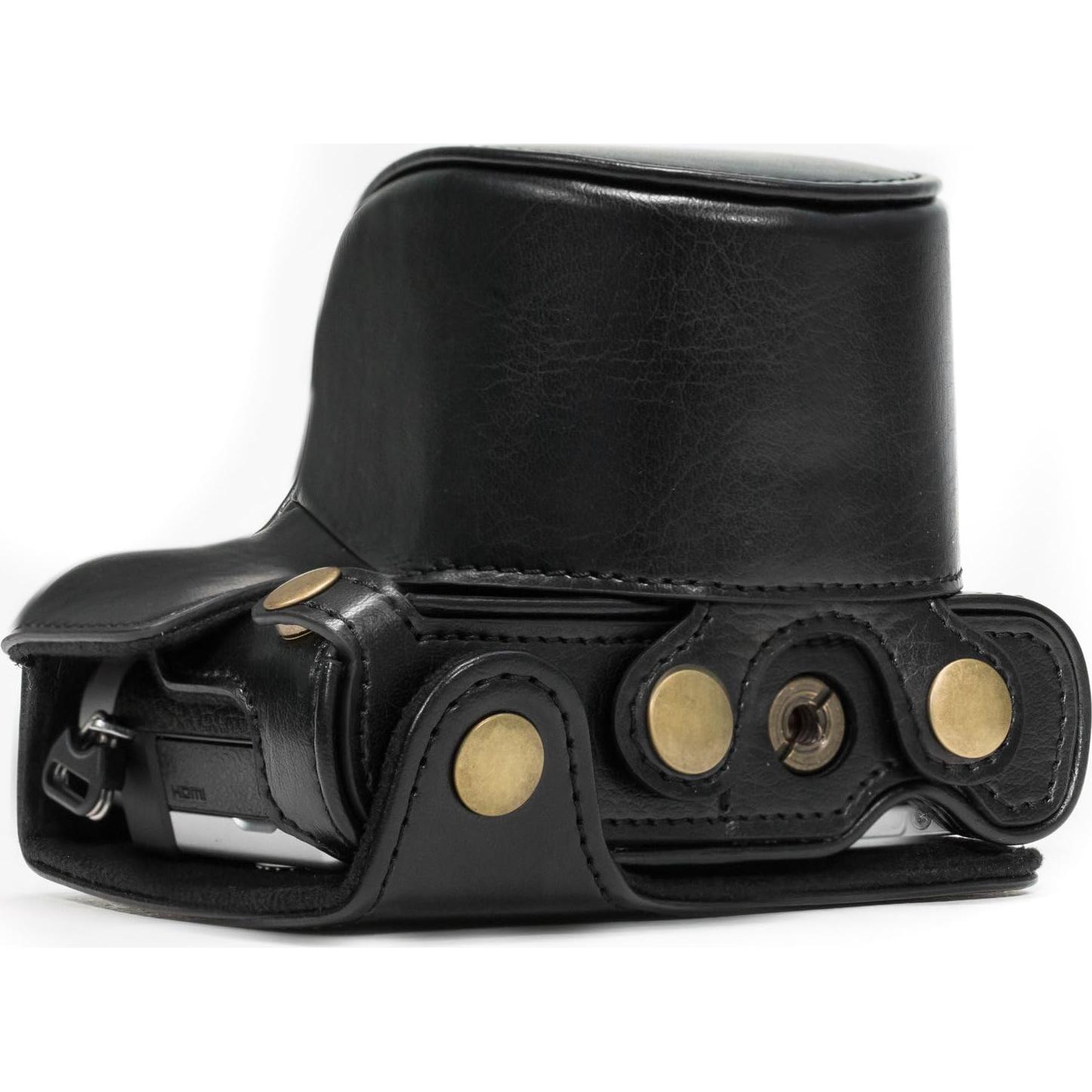 Funda de cámara de cuero MegaGear Ever Ready para Panasonic Lumix DC-GX850, DMC-GF7, DMC-GF8, DC-GX800, DC-GF9