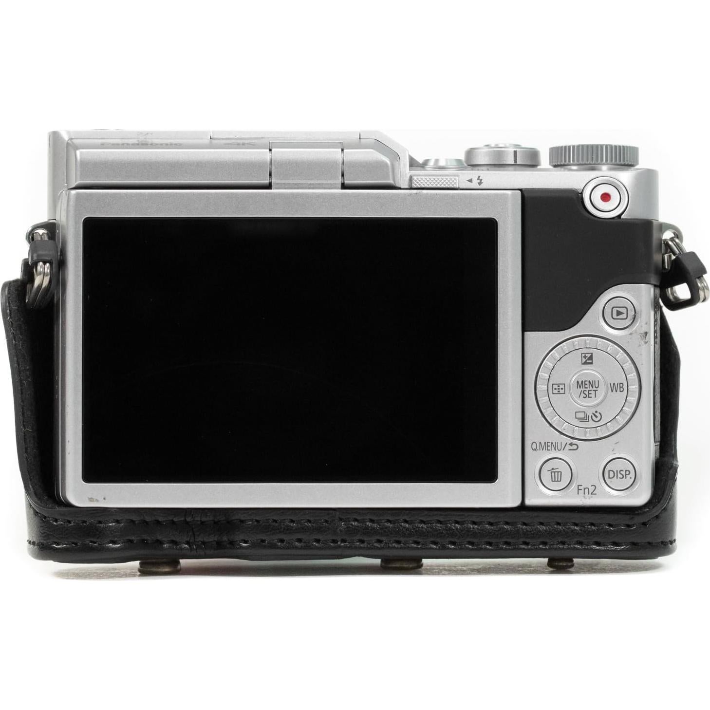 Funda de cámara de cuero MegaGear Ever Ready para Panasonic Lumix DC-GX850, DMC-GF7, DMC-GF8, DC-GX800, DC-GF9