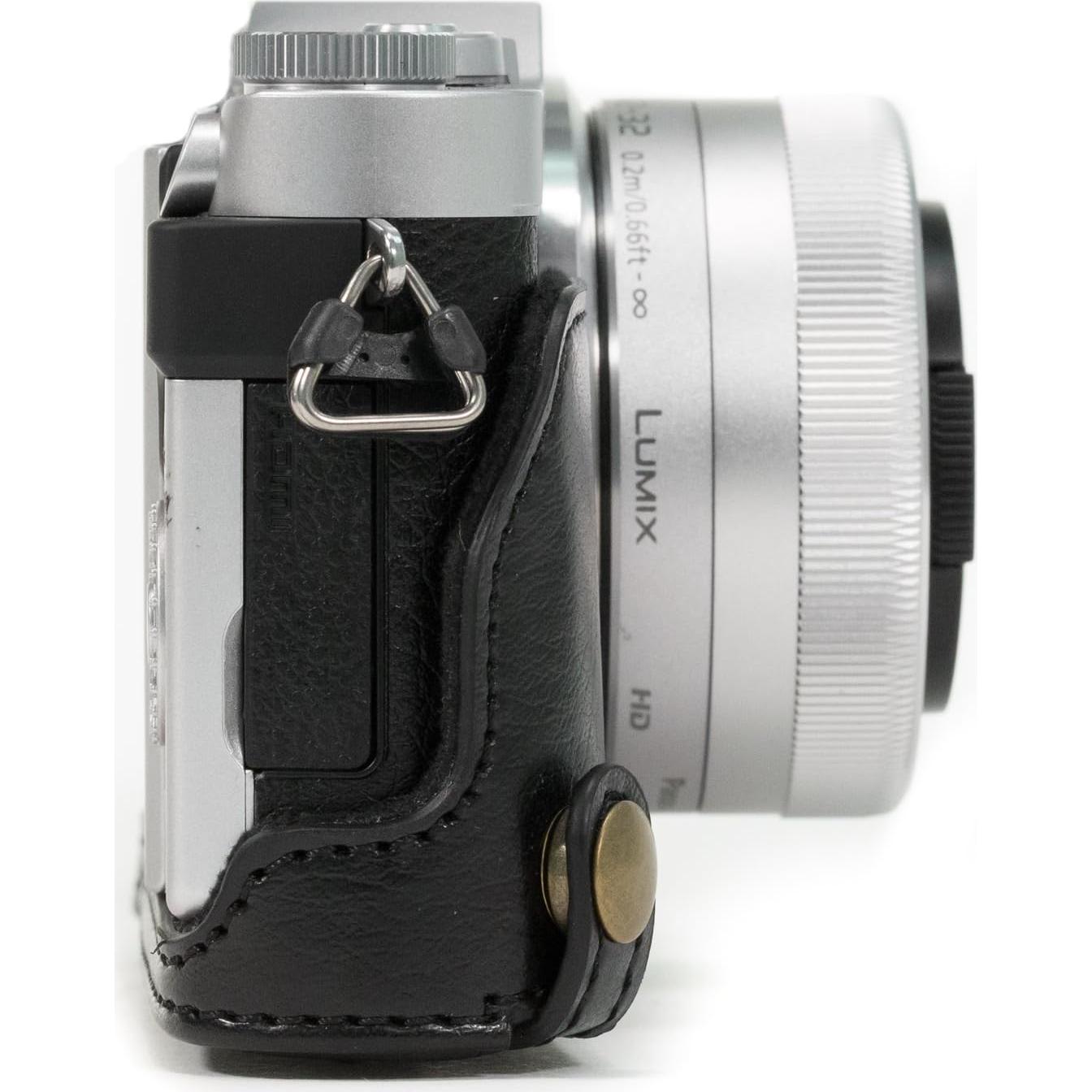 Funda de cámara de cuero MegaGear Ever Ready para Panasonic Lumix DC-GX850, DMC-GF7, DMC-GF8, DC-GX800, DC-GF9