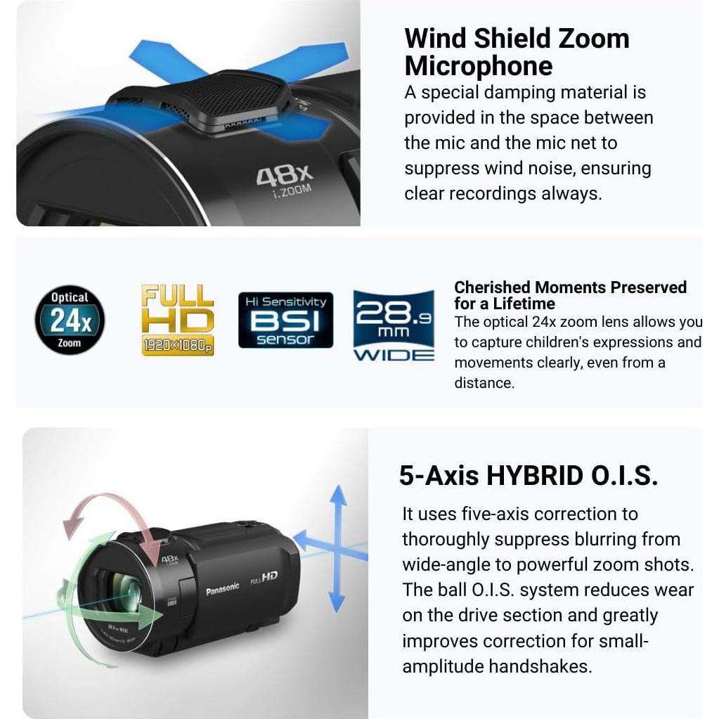 Cámara de Video Panasonic V900 Full HD 24x Zoom Óptico