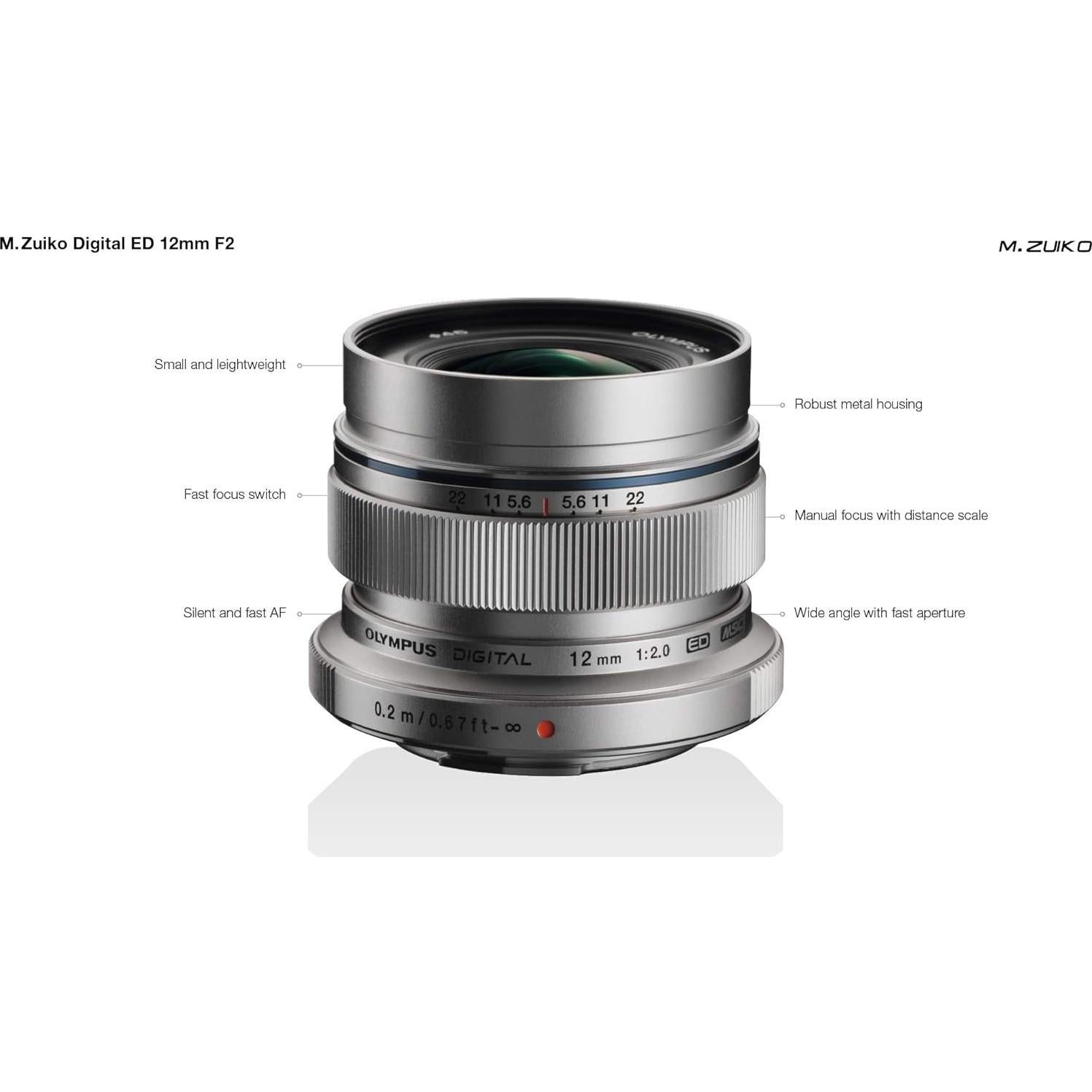 Lente Gran Angular Olympus M.Zuiko 12mm f/2.0 Micro Cuatro Tercios