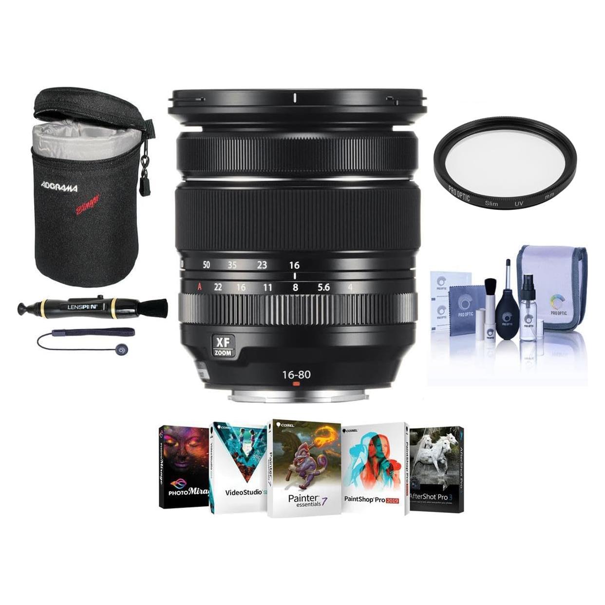 Lente Fujifilm XF 16-80mm f/4.0 R OIS WR con Filtro UV y Accesorios