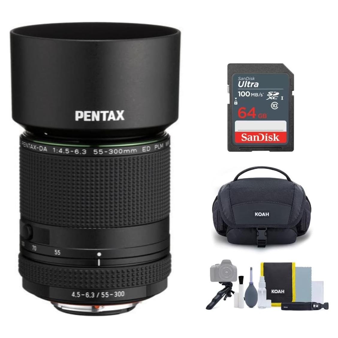 Objetivo Telefoto Zoom Pentax HD DA 55-300mm f/4.5-6.3 + Tarjeta 64GB
