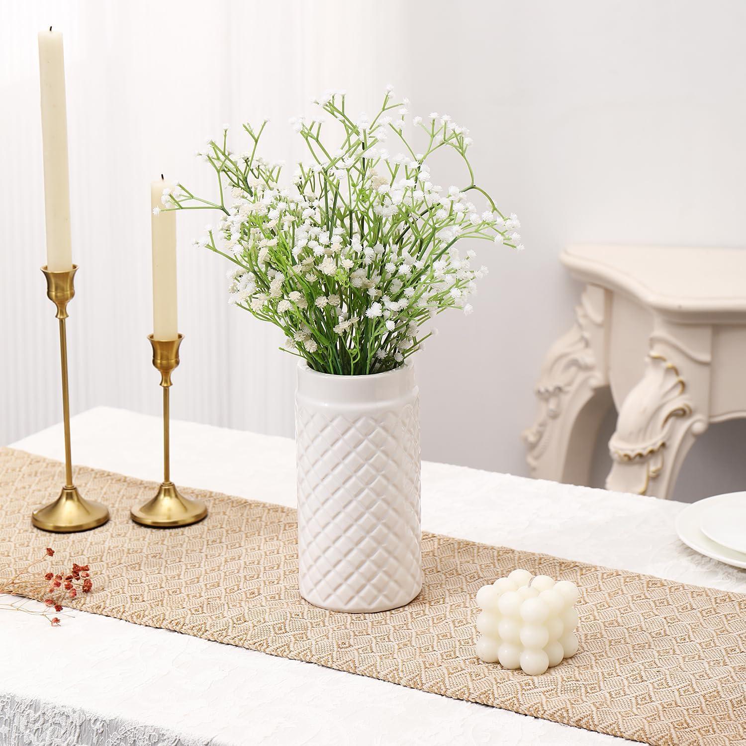 Jarrón Cerámica Blanca YANWE1 20 cm Decoración Moderna