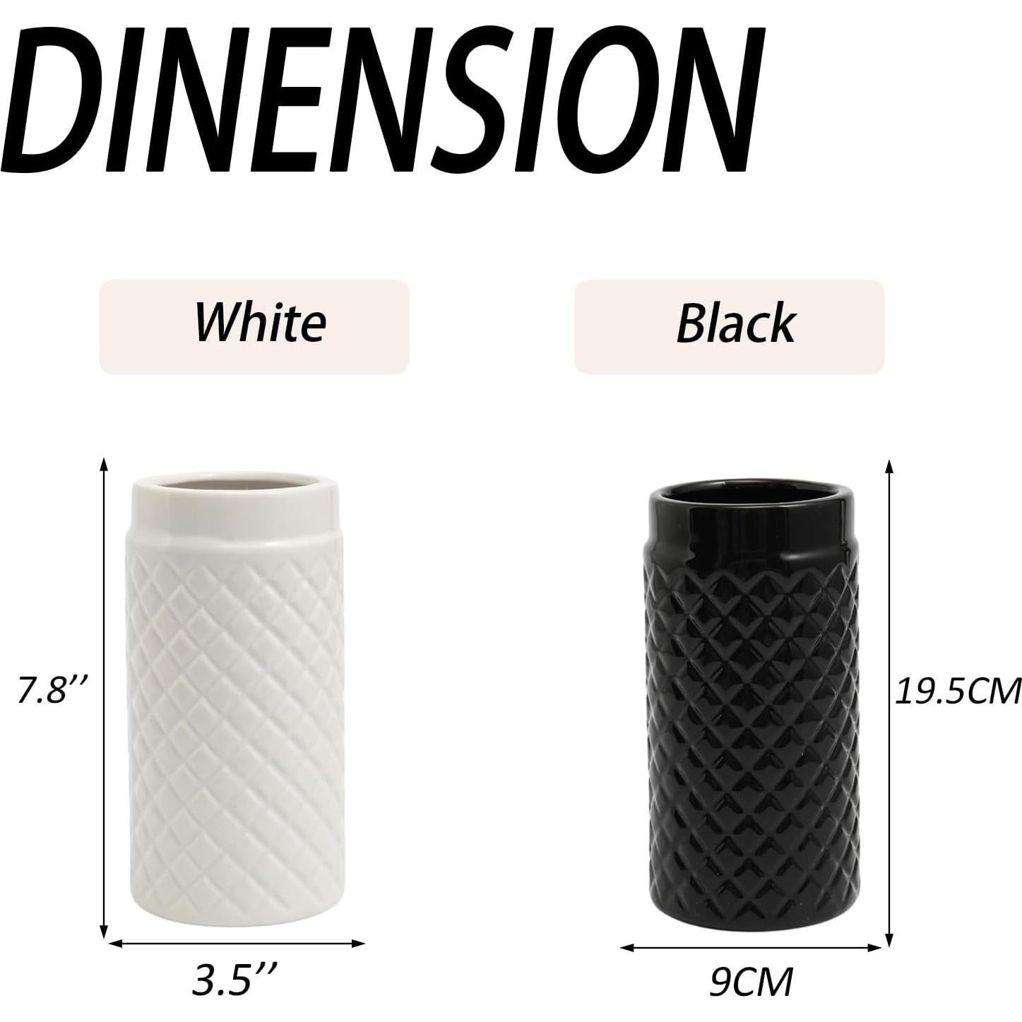 Jarrón Cerámica Blanca YANWE1 20 cm Decoración Moderna