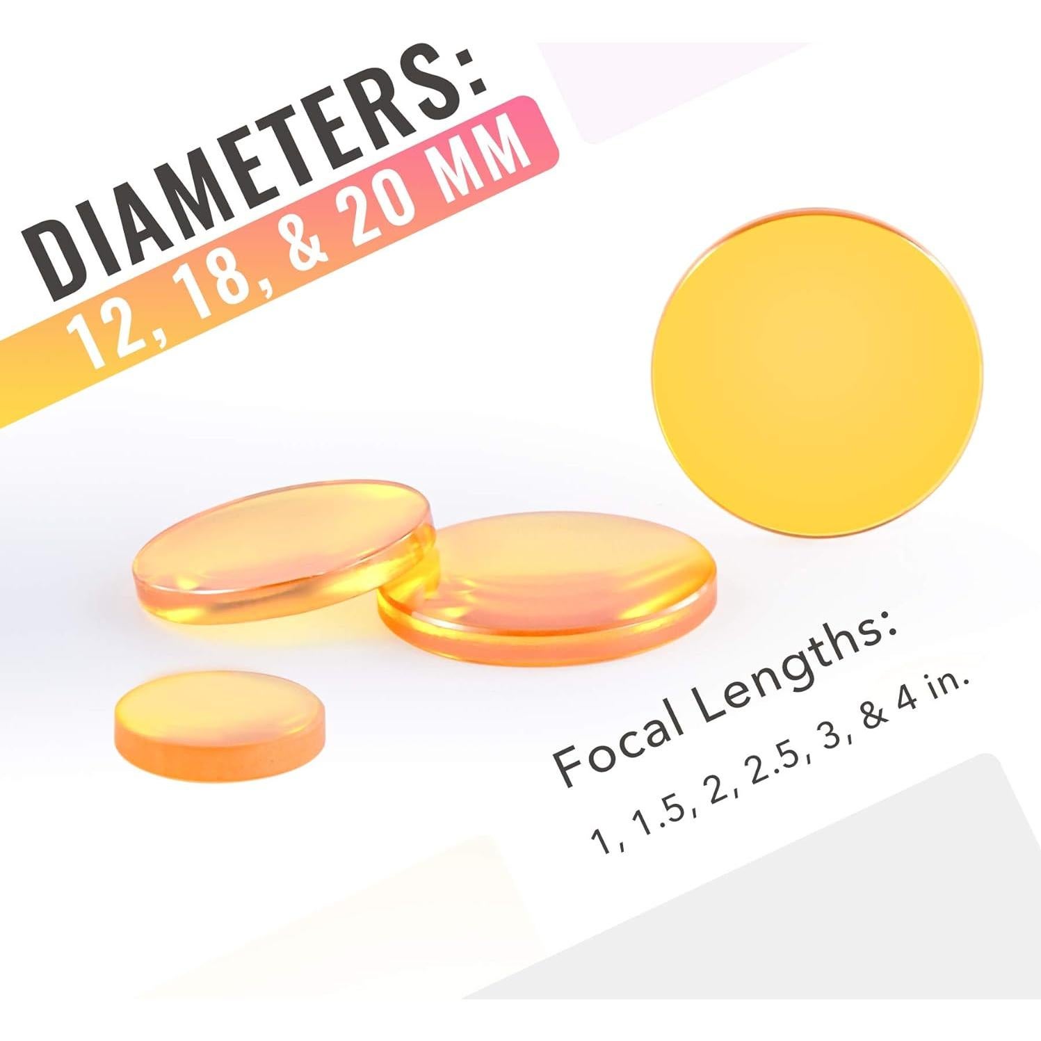 Lente de Foco ZnSe 18mm OMTech para Grabadoras Láser CO2 50W-80W