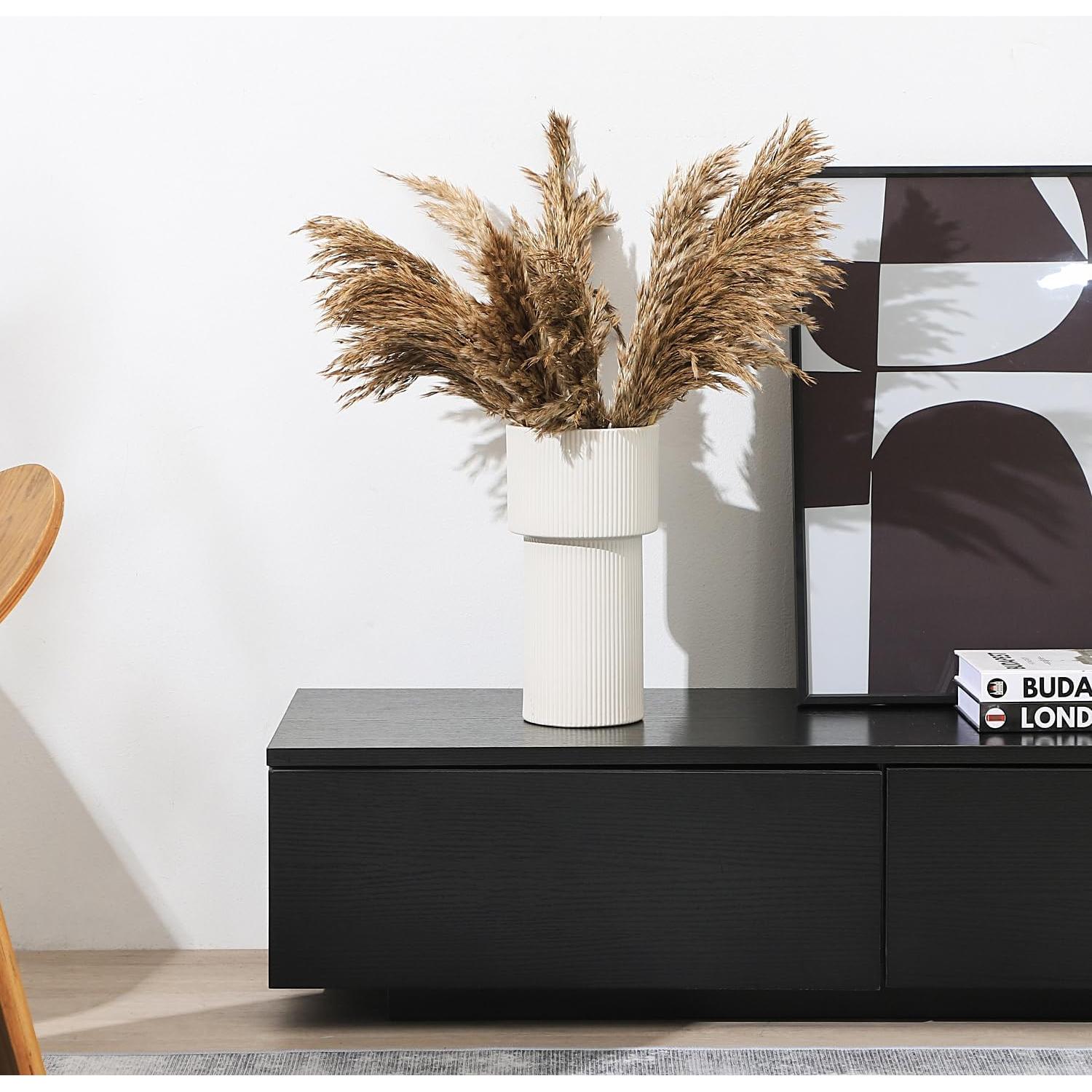 Jarrón Cerámica Blanca Yanwe1 26,9 cm Estilo Moderno