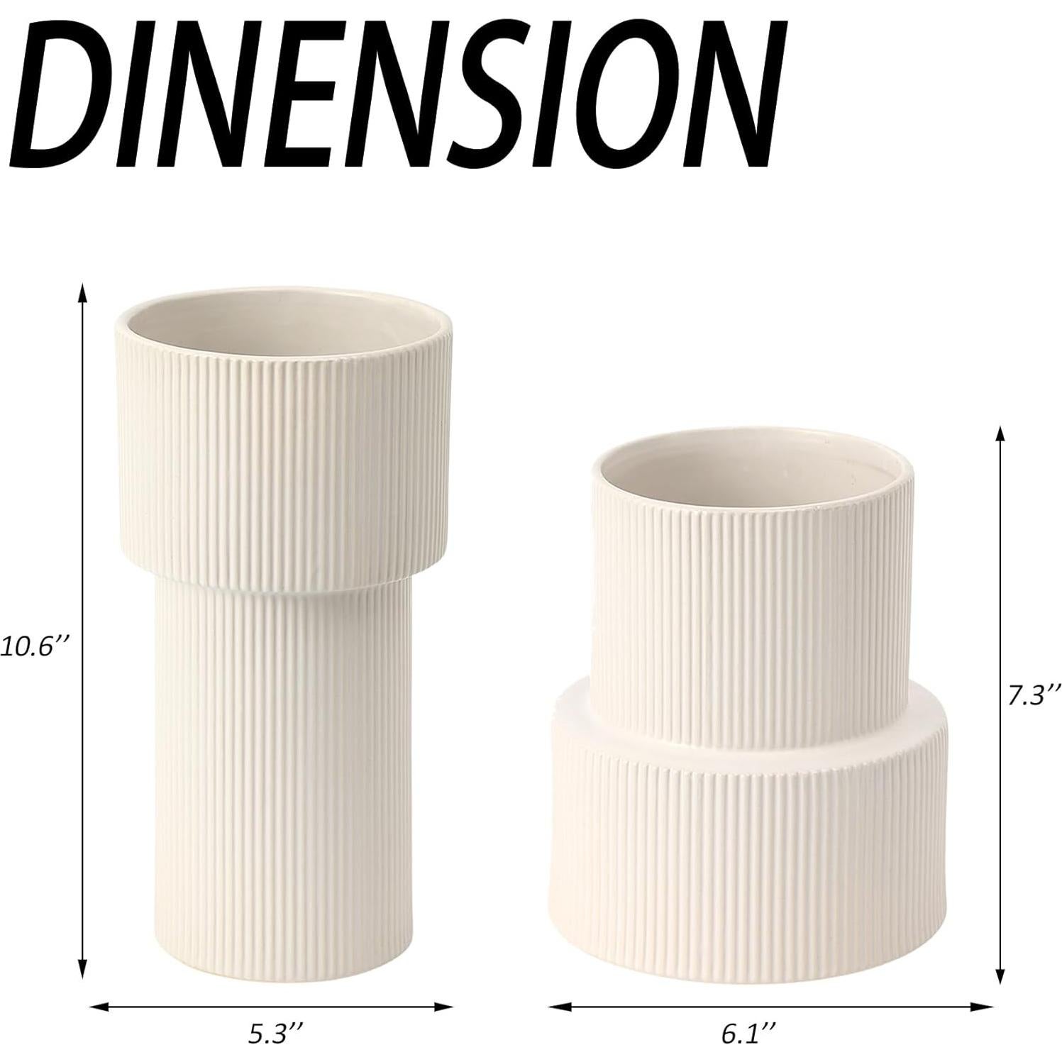 Jarrón Cerámica Blanca Yanwe1 26,9 cm Estilo Moderno