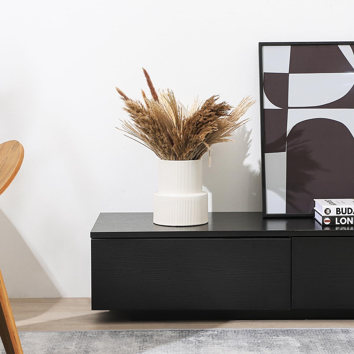 Jarrón Cerámica Blanca YANWE1 Grande 19 cm Decorativo