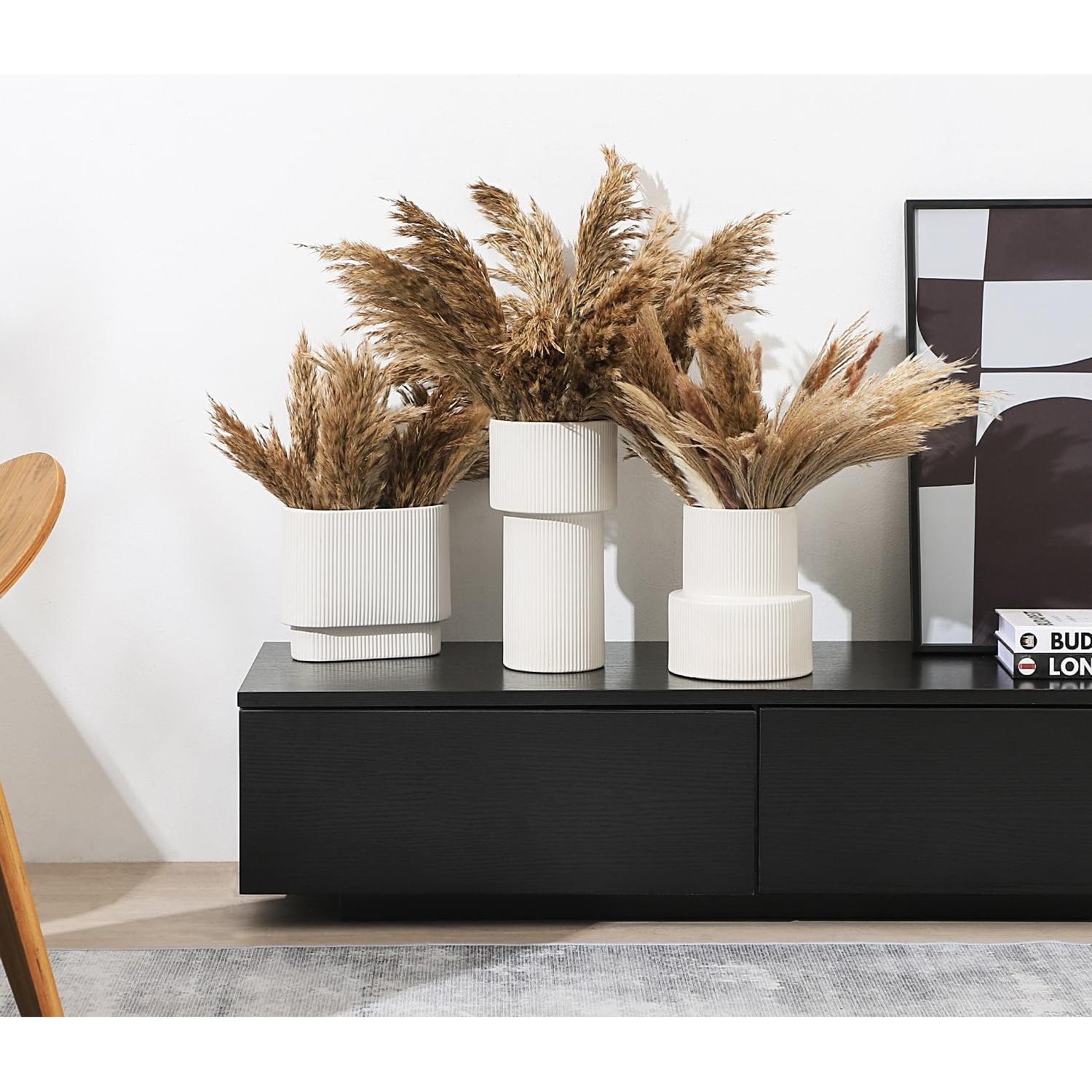 Jarrón Cerámica Blanca YANWE1 Grande 19 cm Decorativo